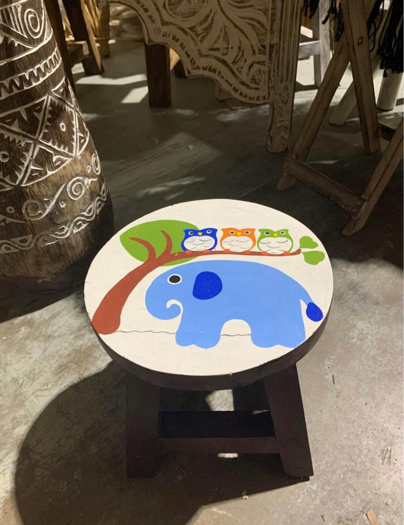 Stool small with elephant - Bali Beach Beyond