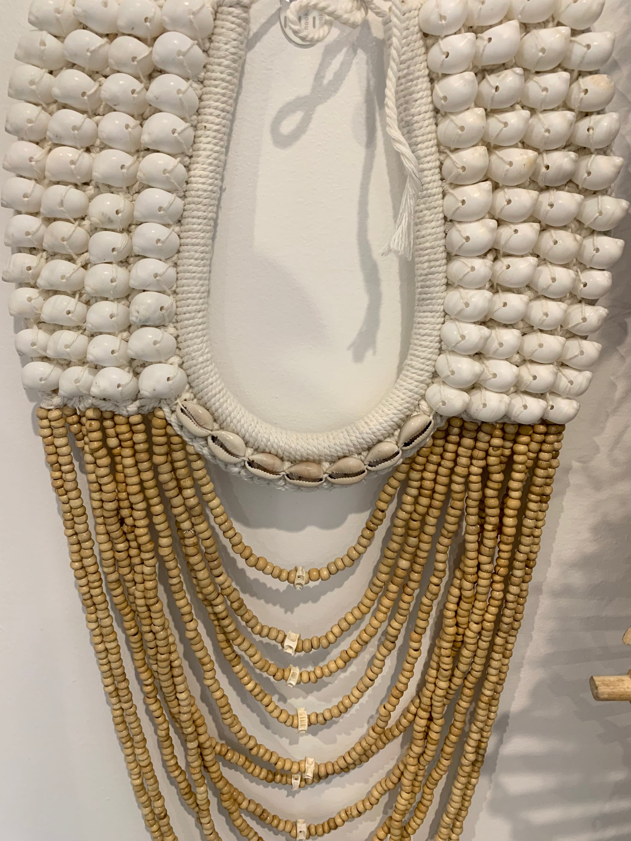 White shell and natural bead decorative necklace / hanging - Bali Beach Beyond
