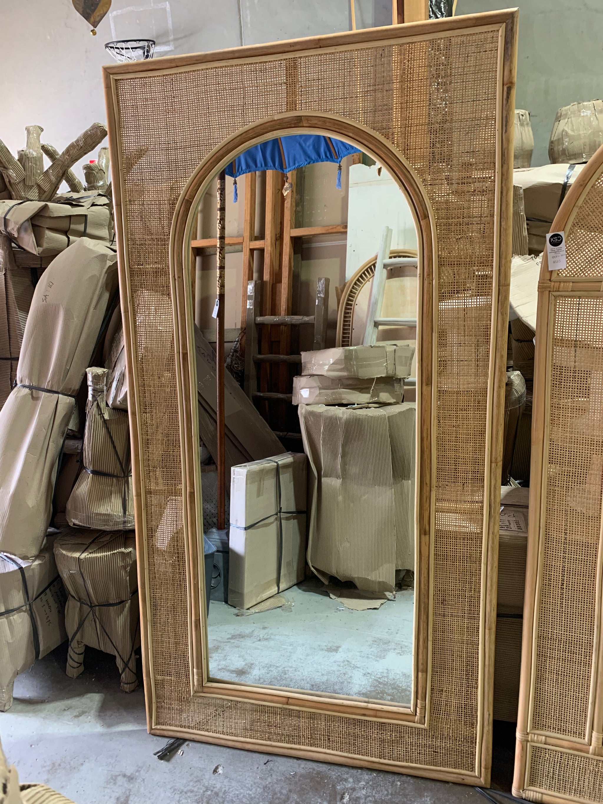 Rattan rectangle mirror. Floor mirror - Bali Beach Beyond