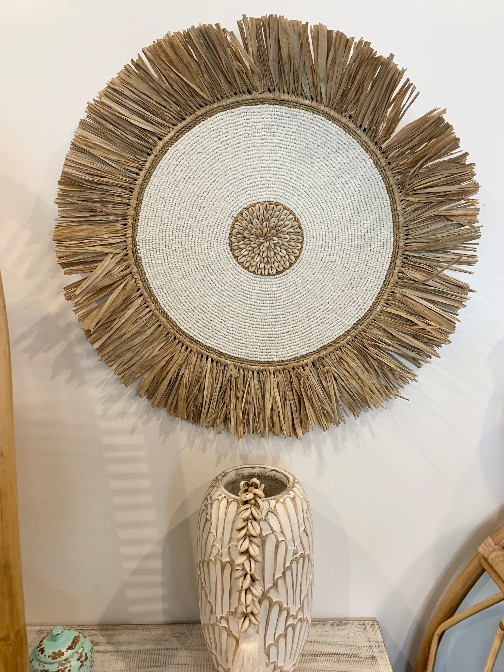 45cm raffia juju with shell detail - Bali Beach Beyond