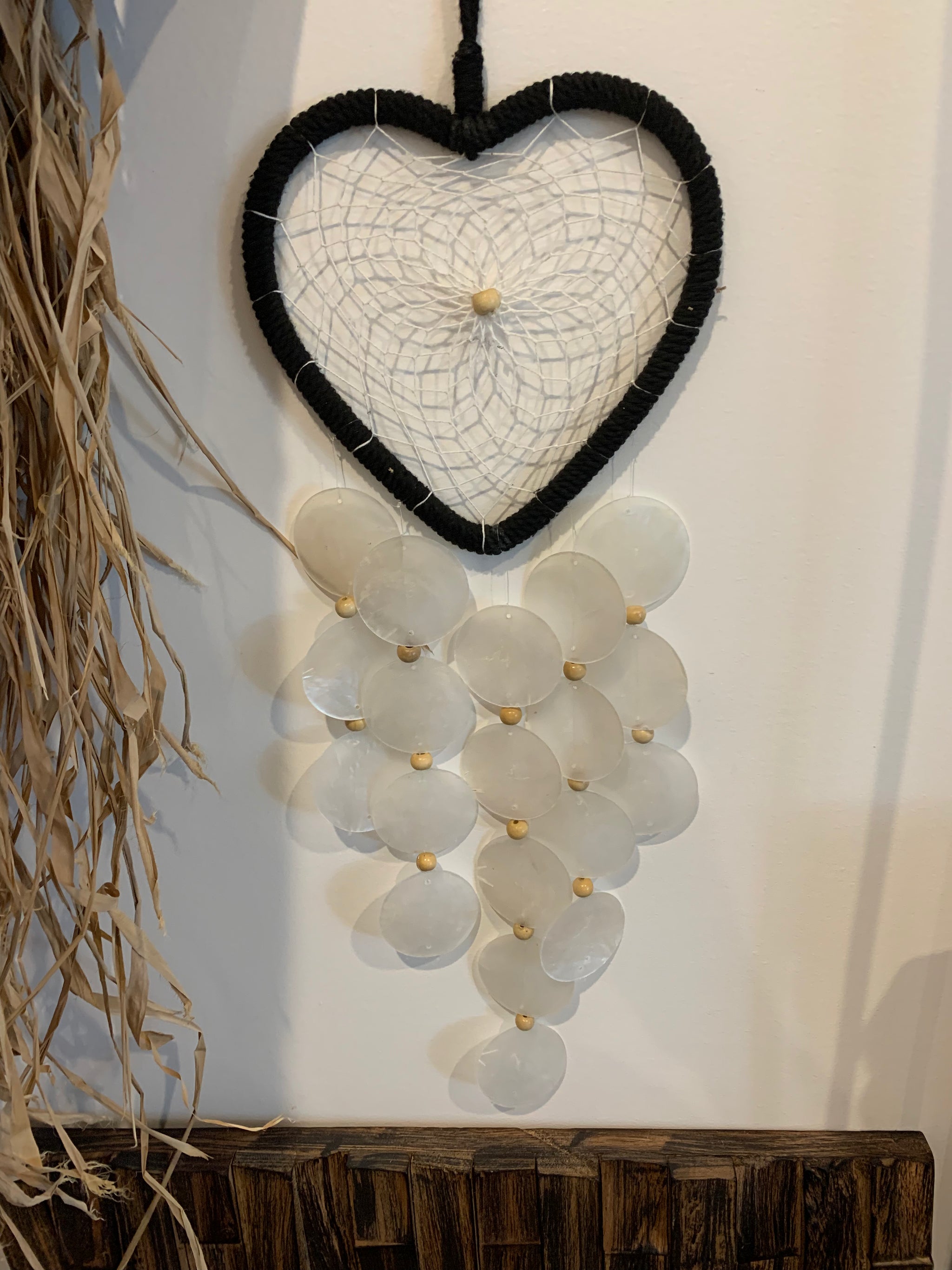 Black heart dream catcher with shells - Bali Beach Beyond