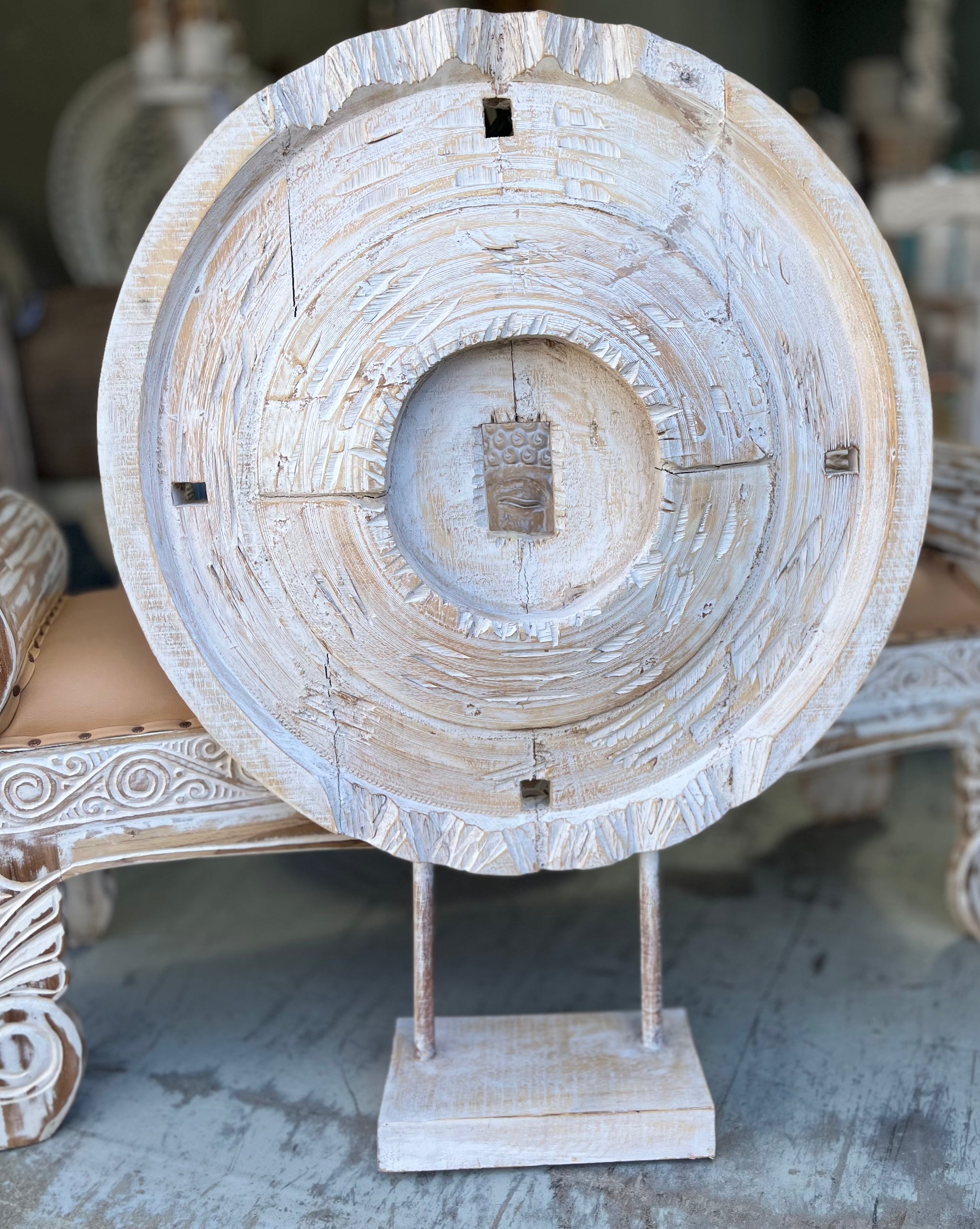 Timber coin decoration on stand - Bali Beach Beyond
