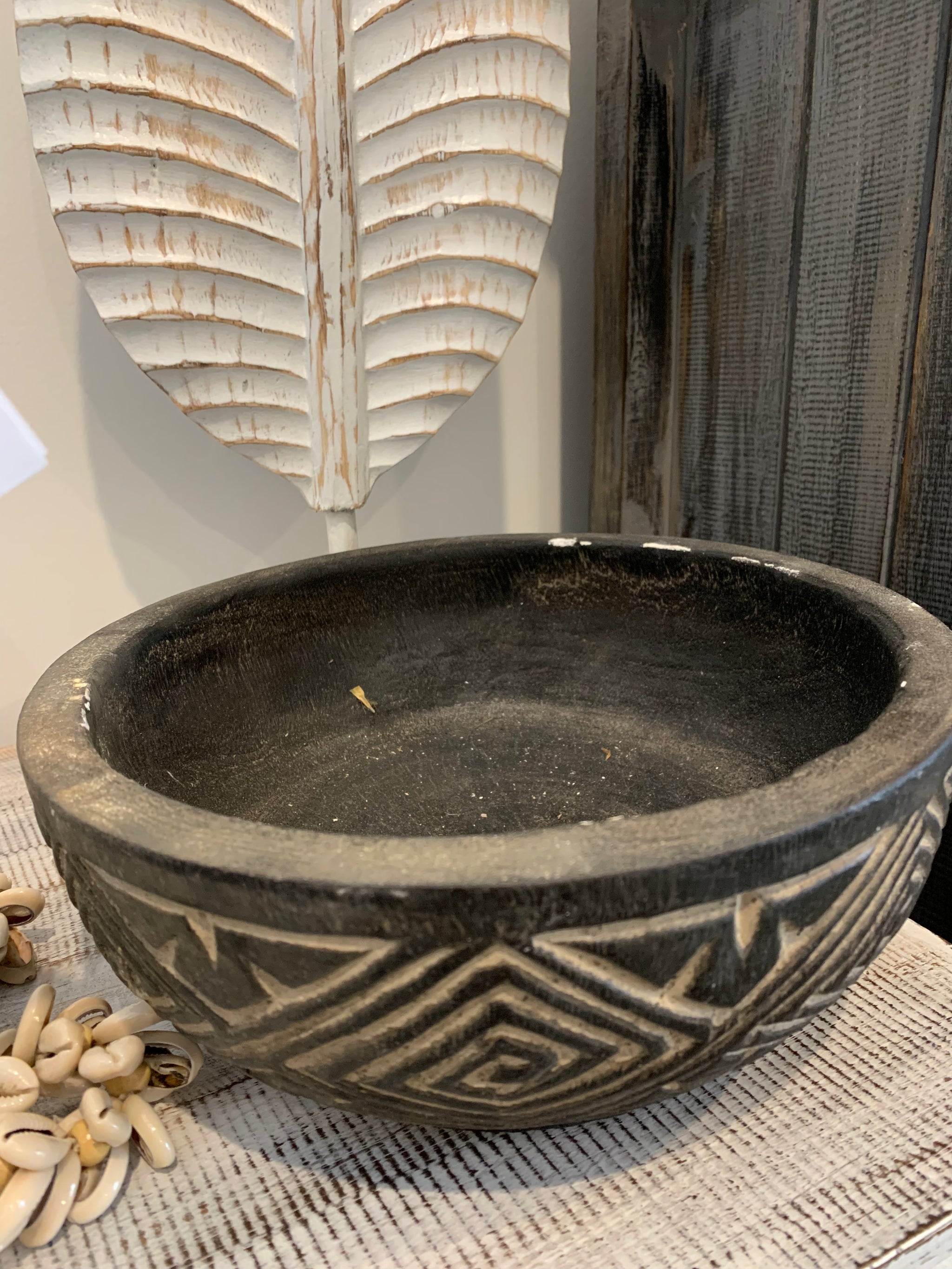 Black Friday Deal. Black handcarved timber decorative bowl 25cm x 10cm Usually $30 - Bali Beach Beyond