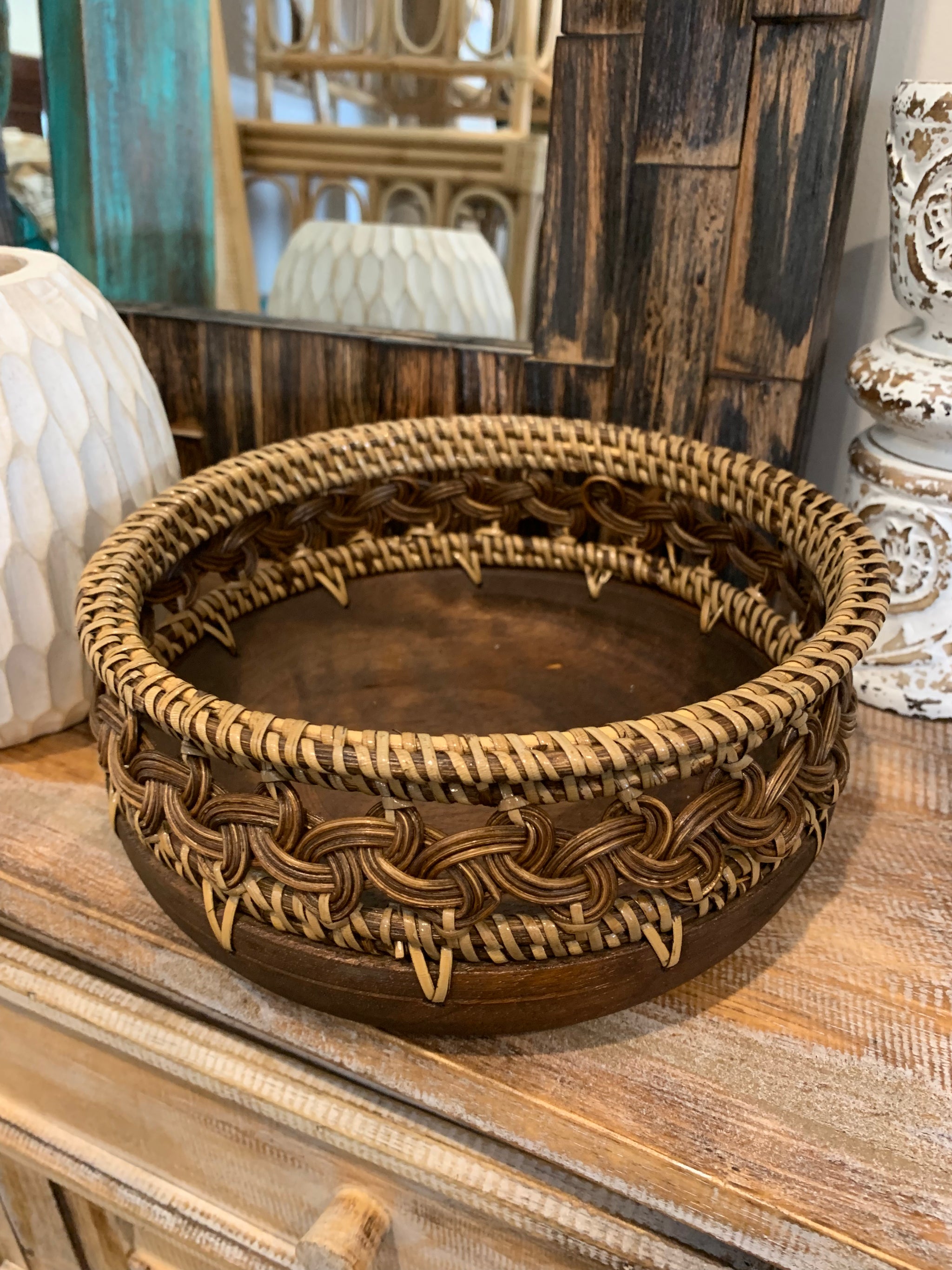 Set 3 brown bowls with decorative trim - Bali Beach Beyond