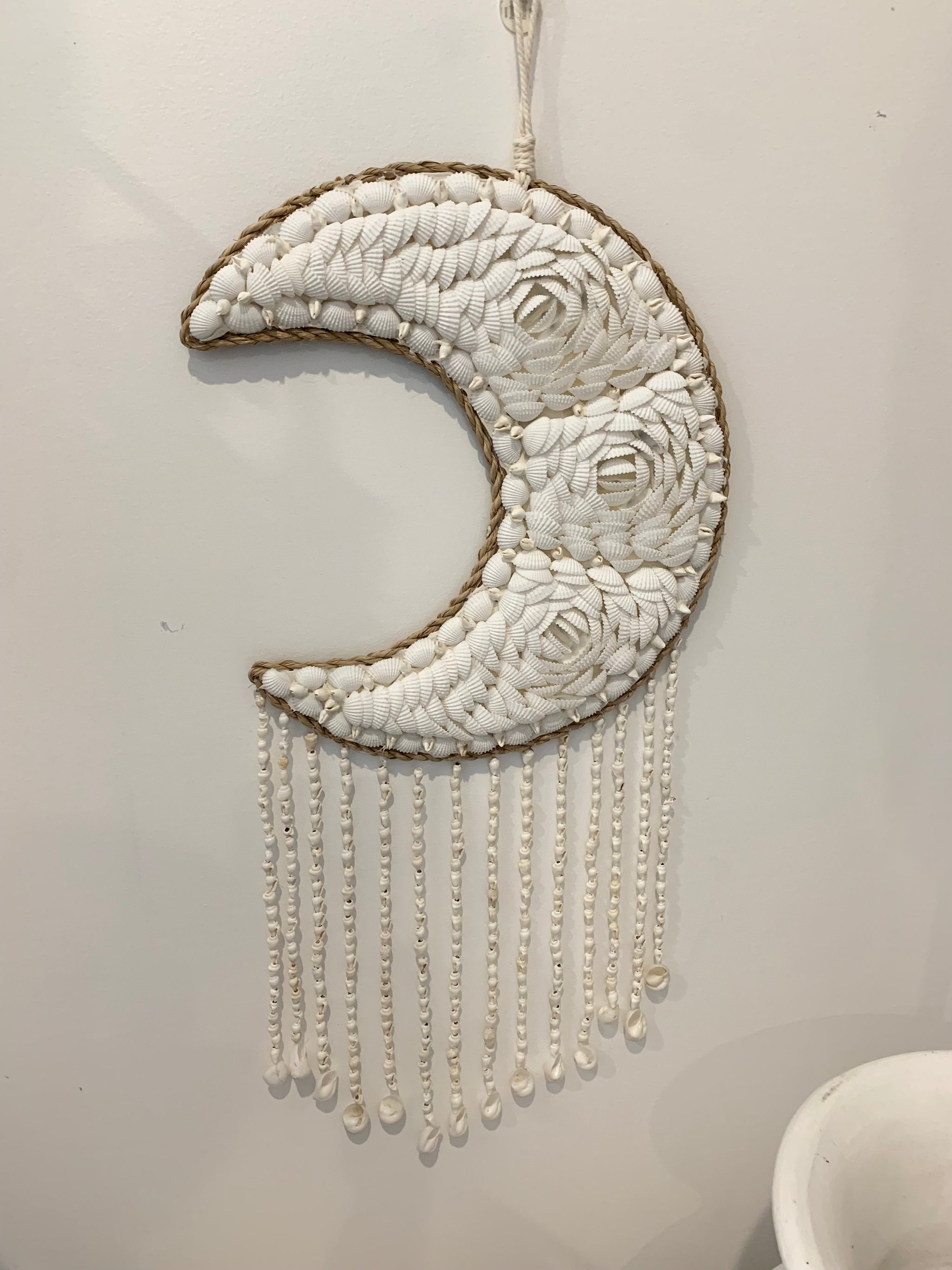 Shell moon hanging with hanging shells below. Style 3 - Bali Beach Beyond