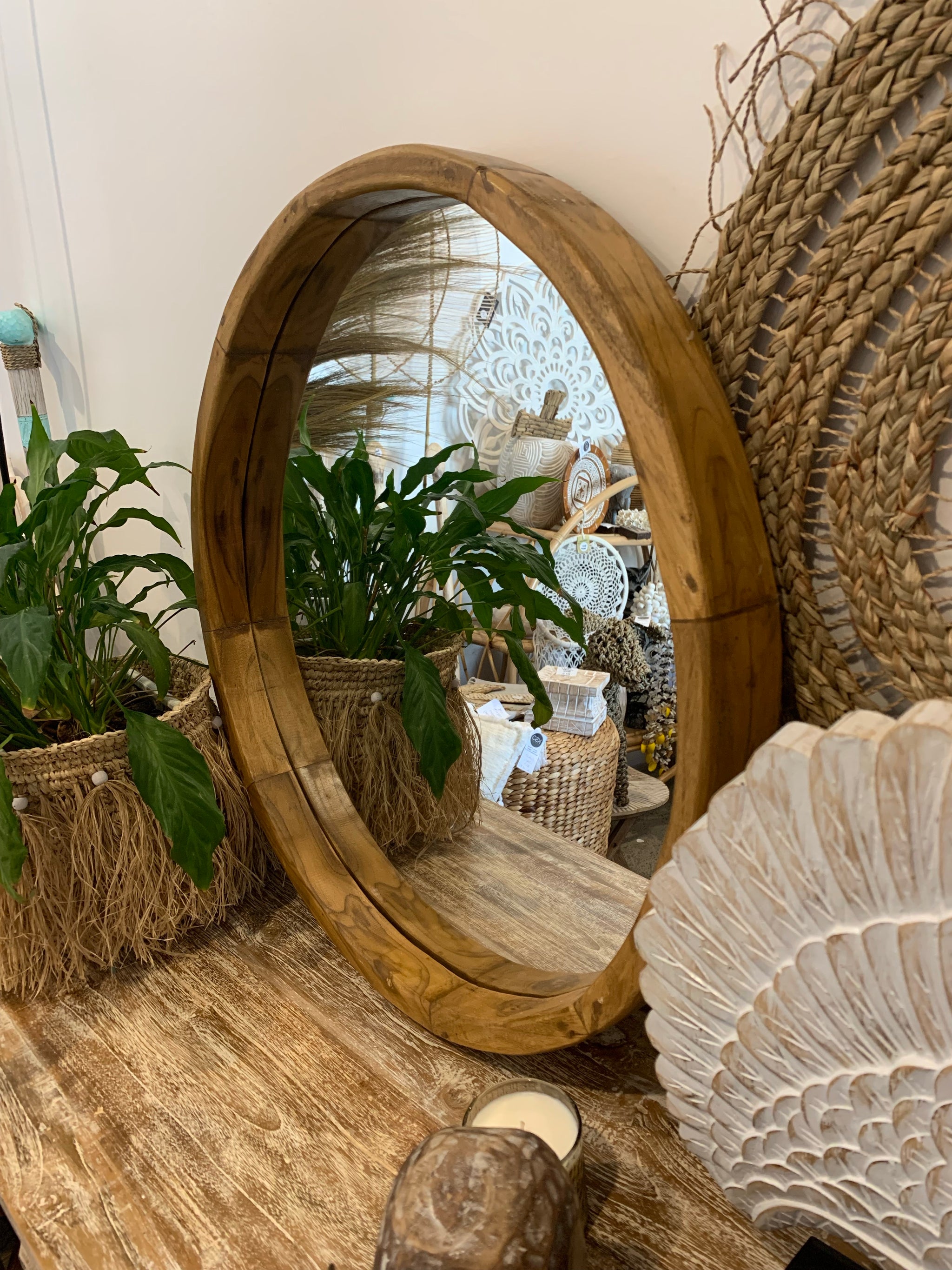 60cm timber mirror - Bali Beach Beyond