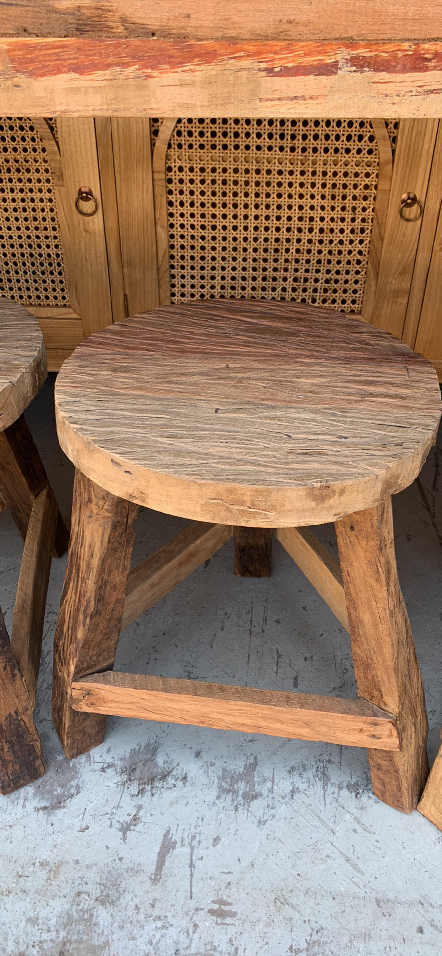 Solid recycled timber round stool. - Bali Beach Beyond