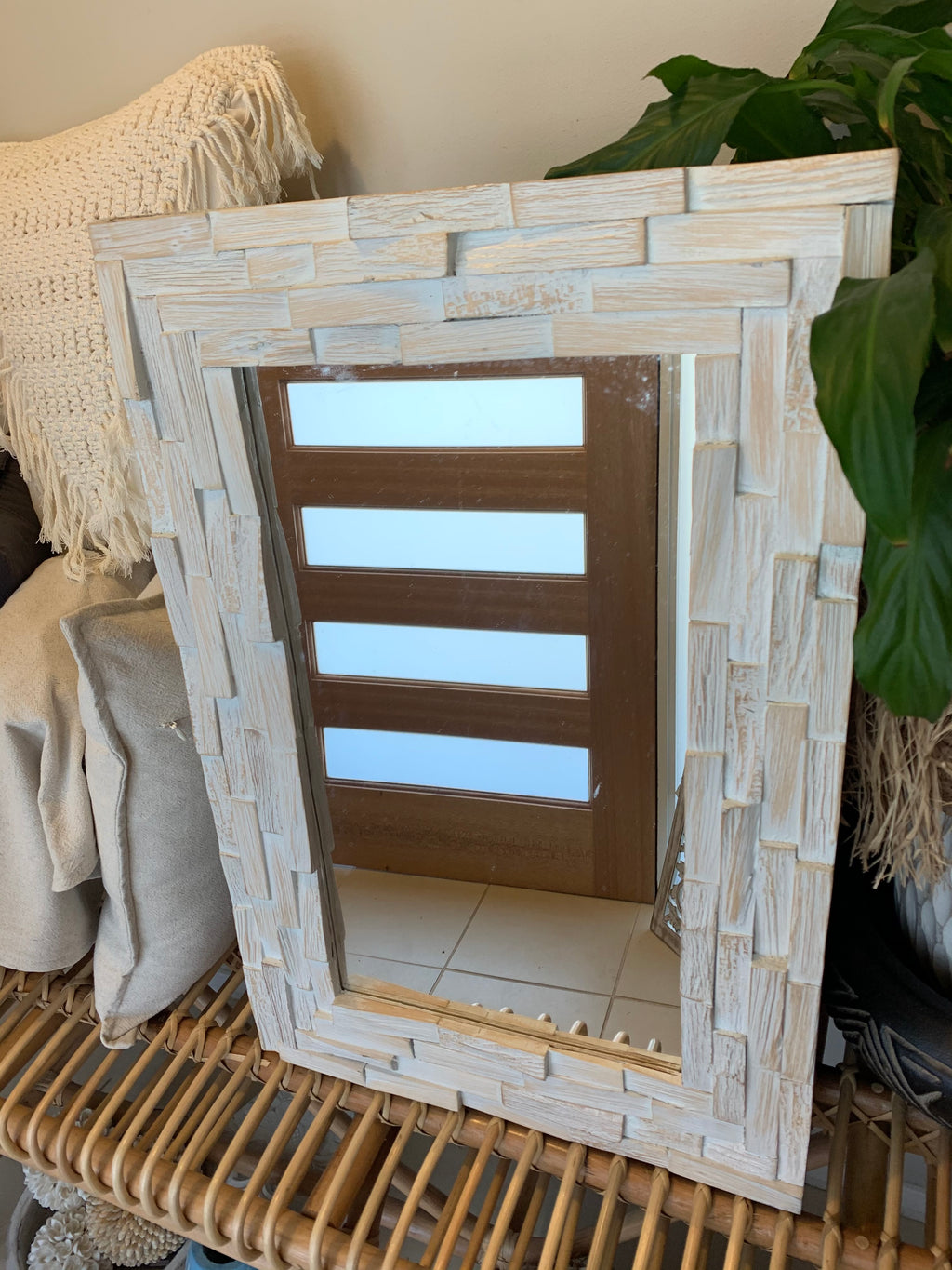 Timber mirror. Natural / white wash. - Bali Beach Beyond