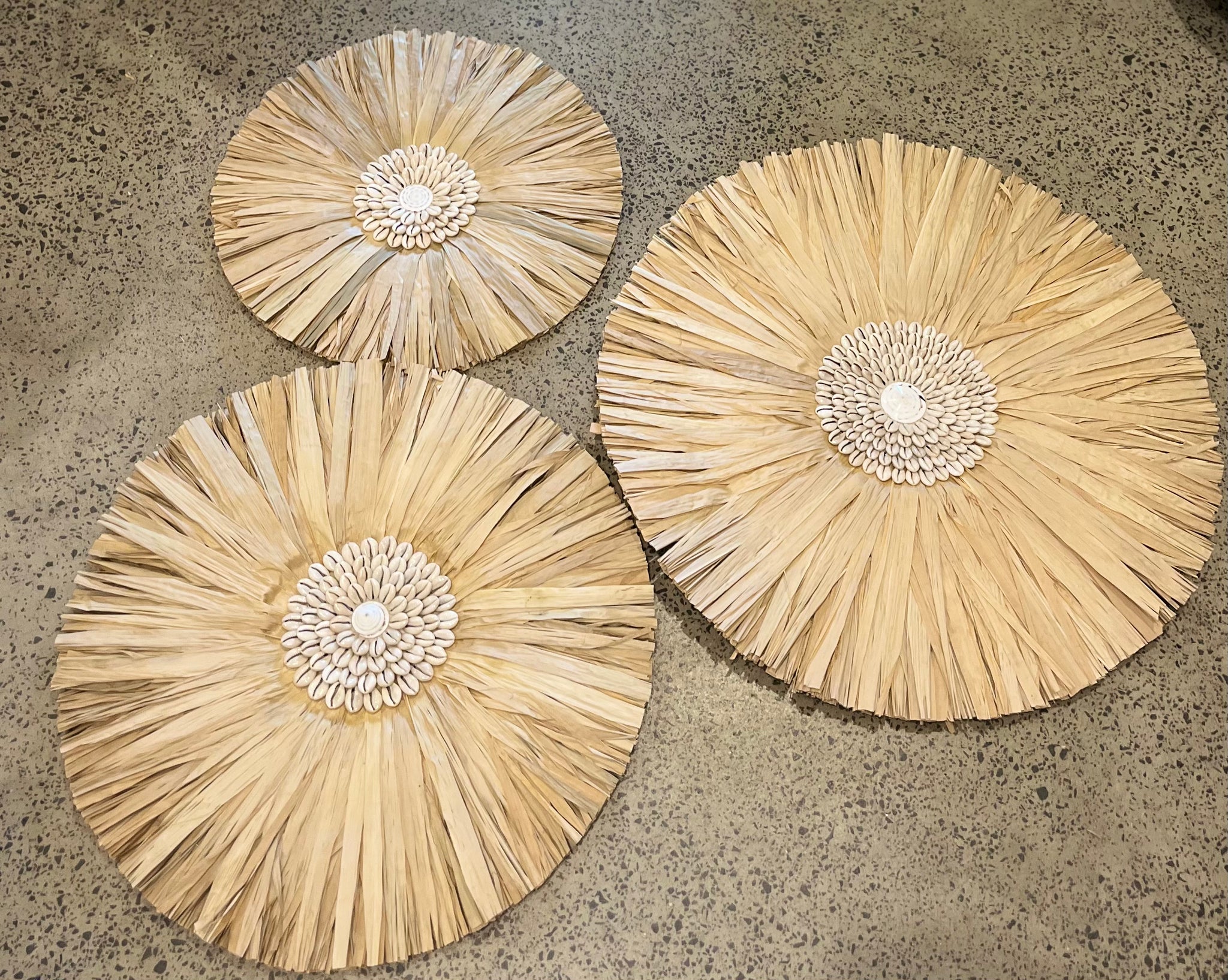 Set 3 raffia juju with natural shell detail - Bali Beach Beyond