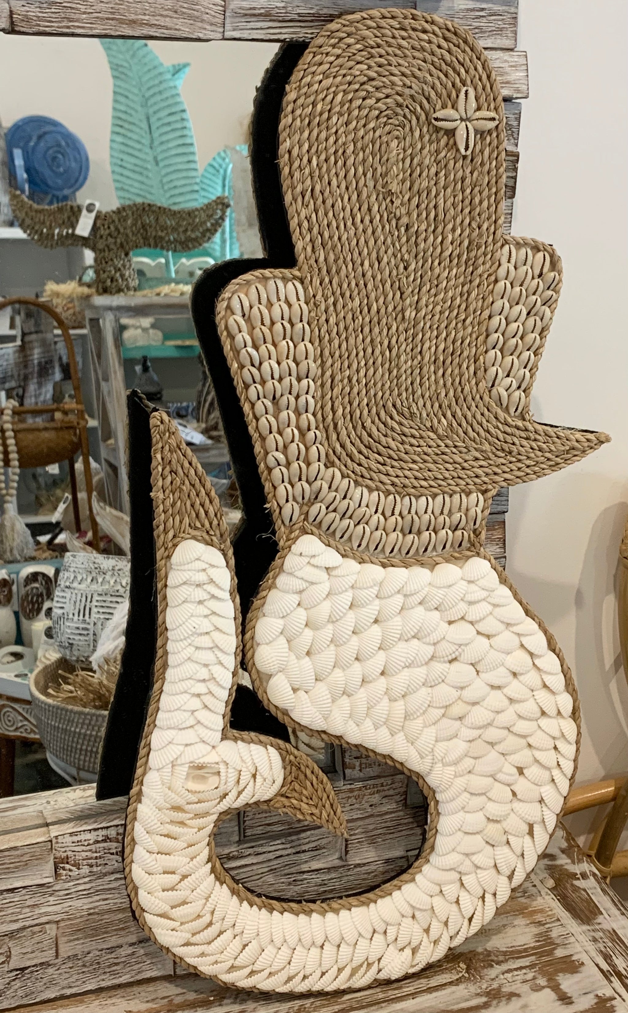 Shell mermaid hanging / decoration. White shell - Bali Beach Beyond