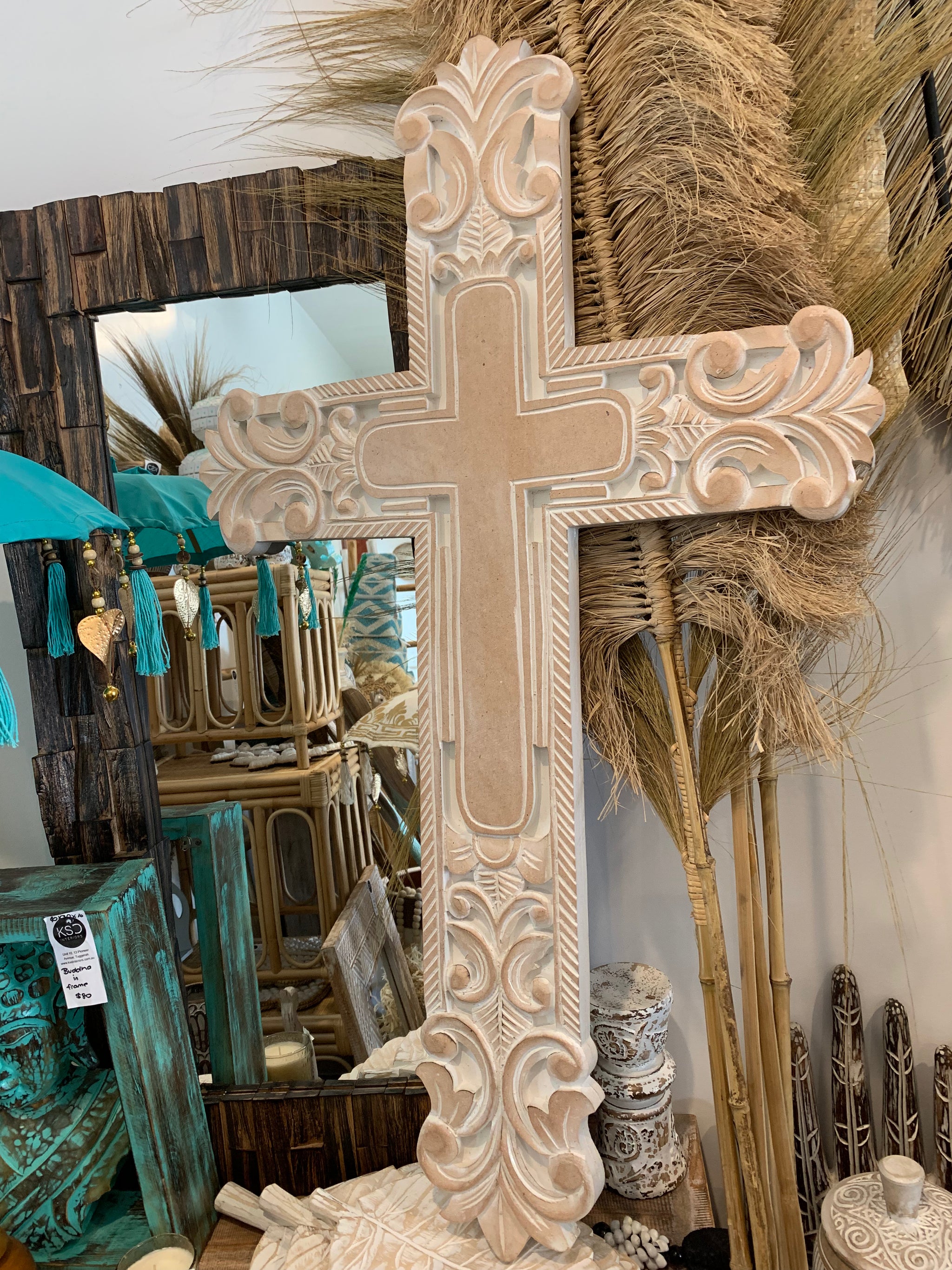 Large carved cross - Bali Beach Beyond