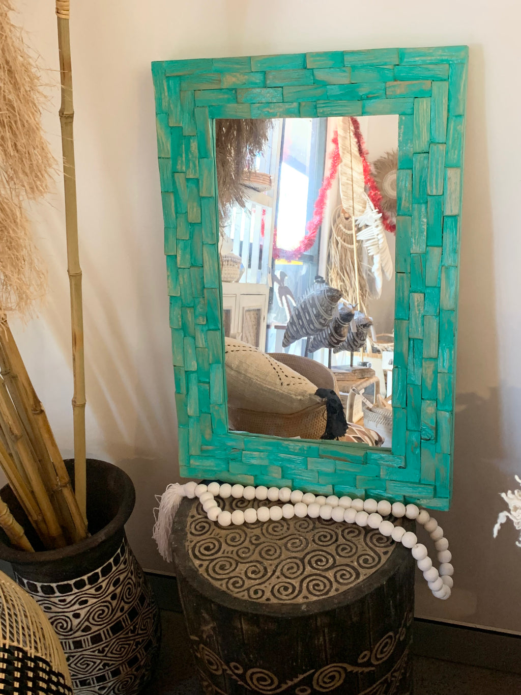 Turquoise timber mirror - Bali Beach Beyond