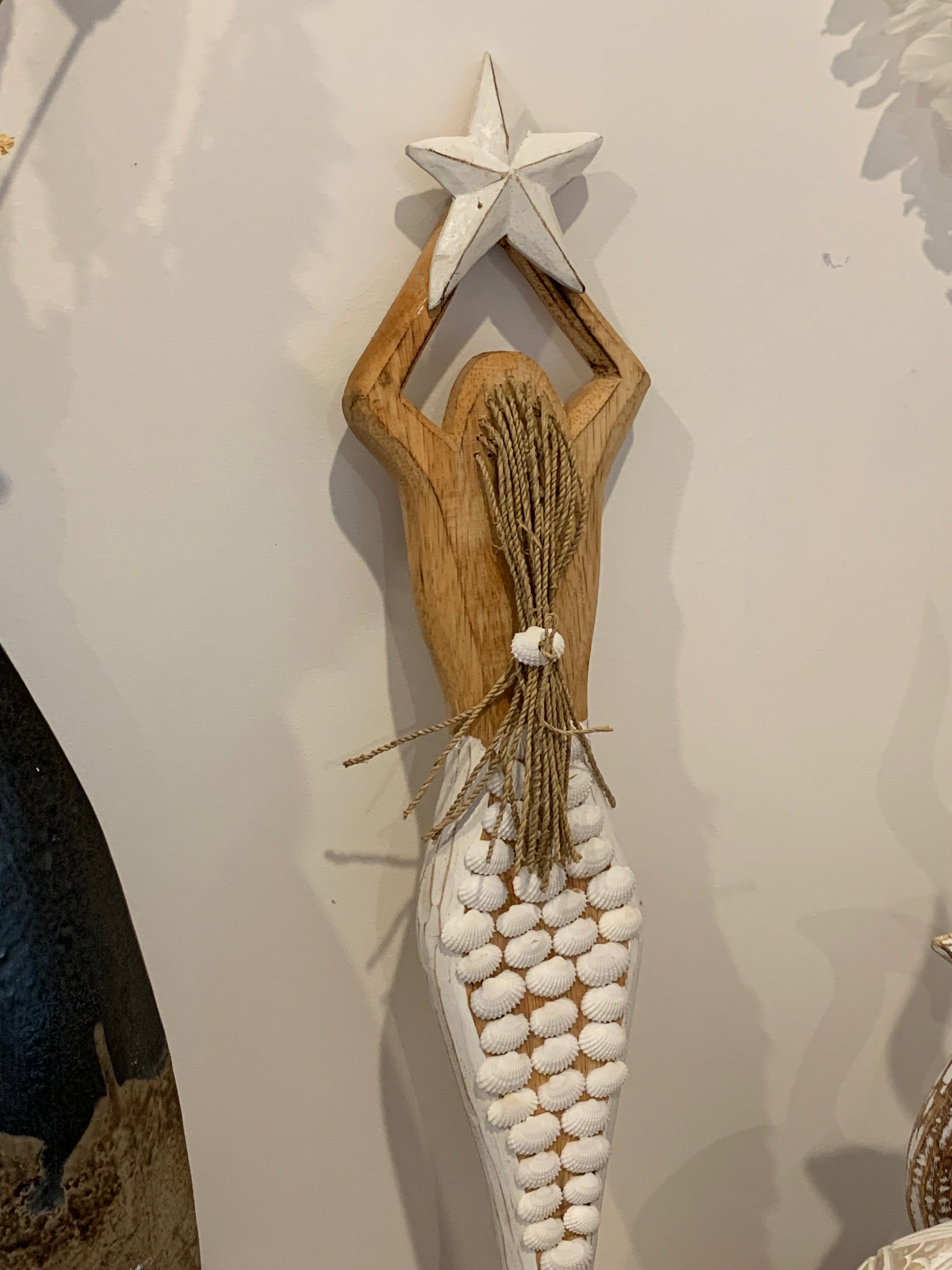 Shell mermaid hanging / decoration. White star L - Bali Beach Beyond