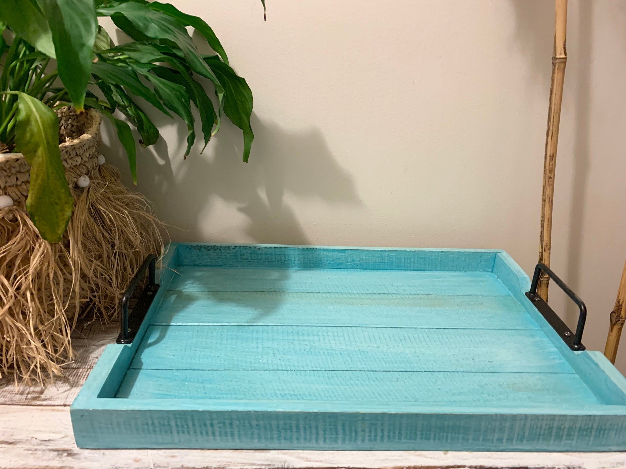 Blue timber slatted tray. Usually $35