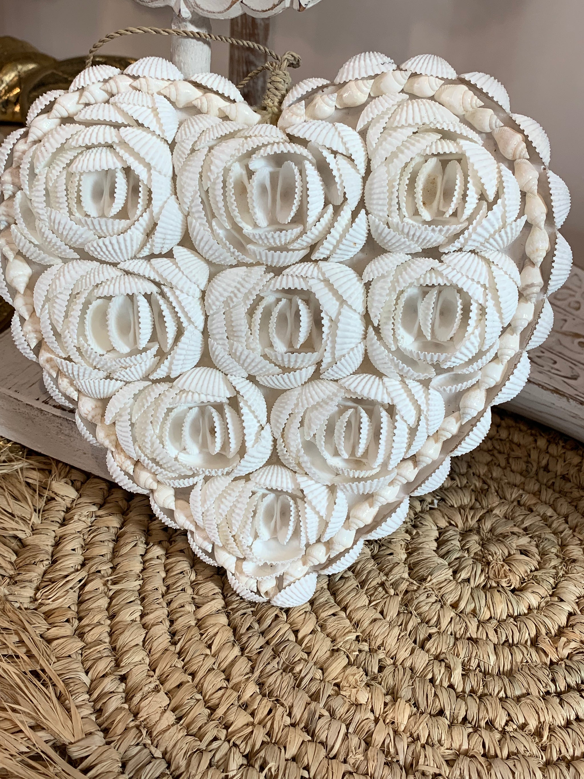 Shell heart with white shells 18cm L - Bali Beach Beyond
