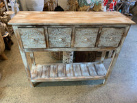 Rustic white wash sideboard / hall table with 4 handpainted mandala drawers