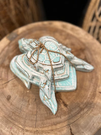 Set 3 timber turtles turquoise