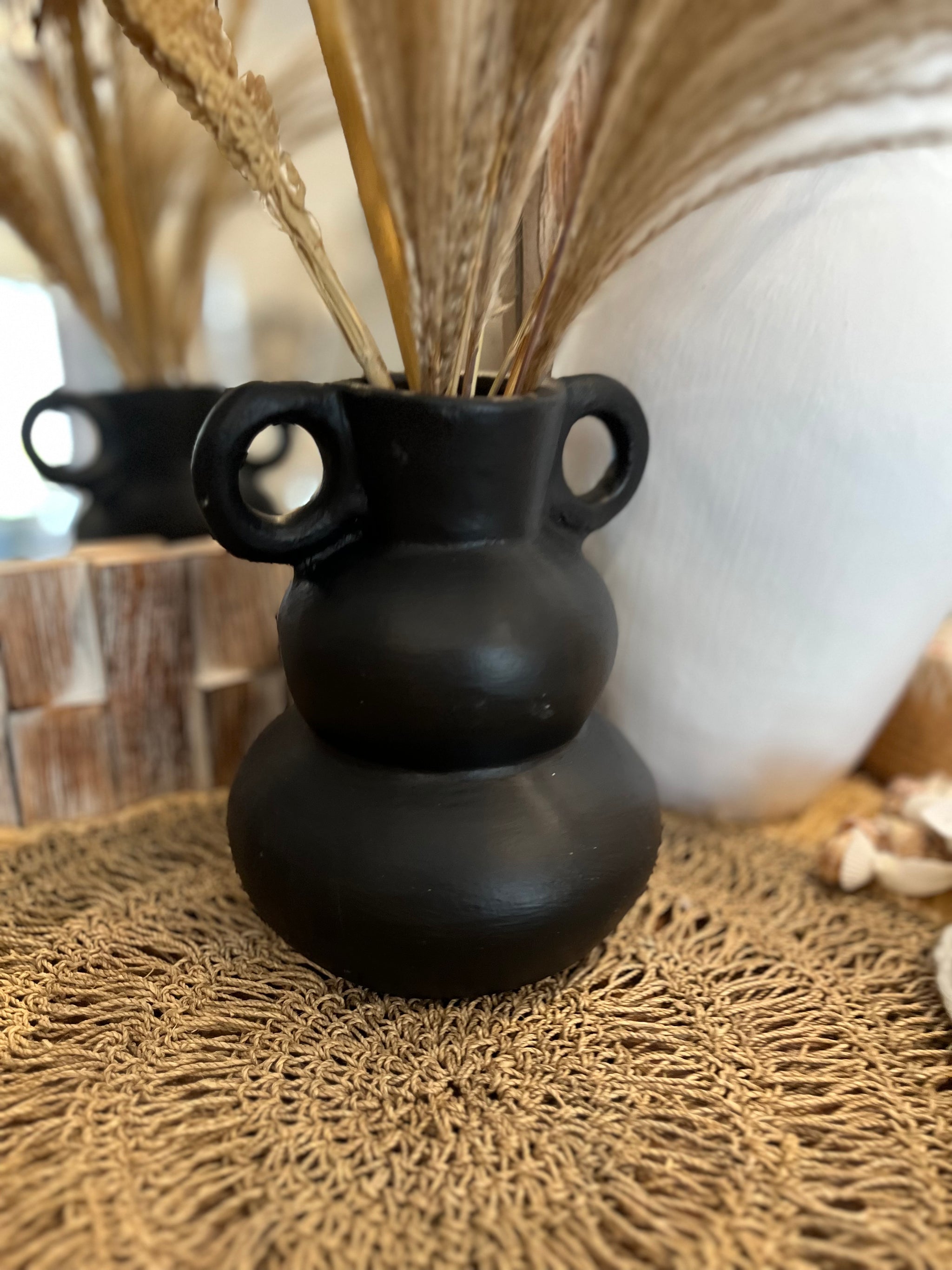 Black terracotta vase