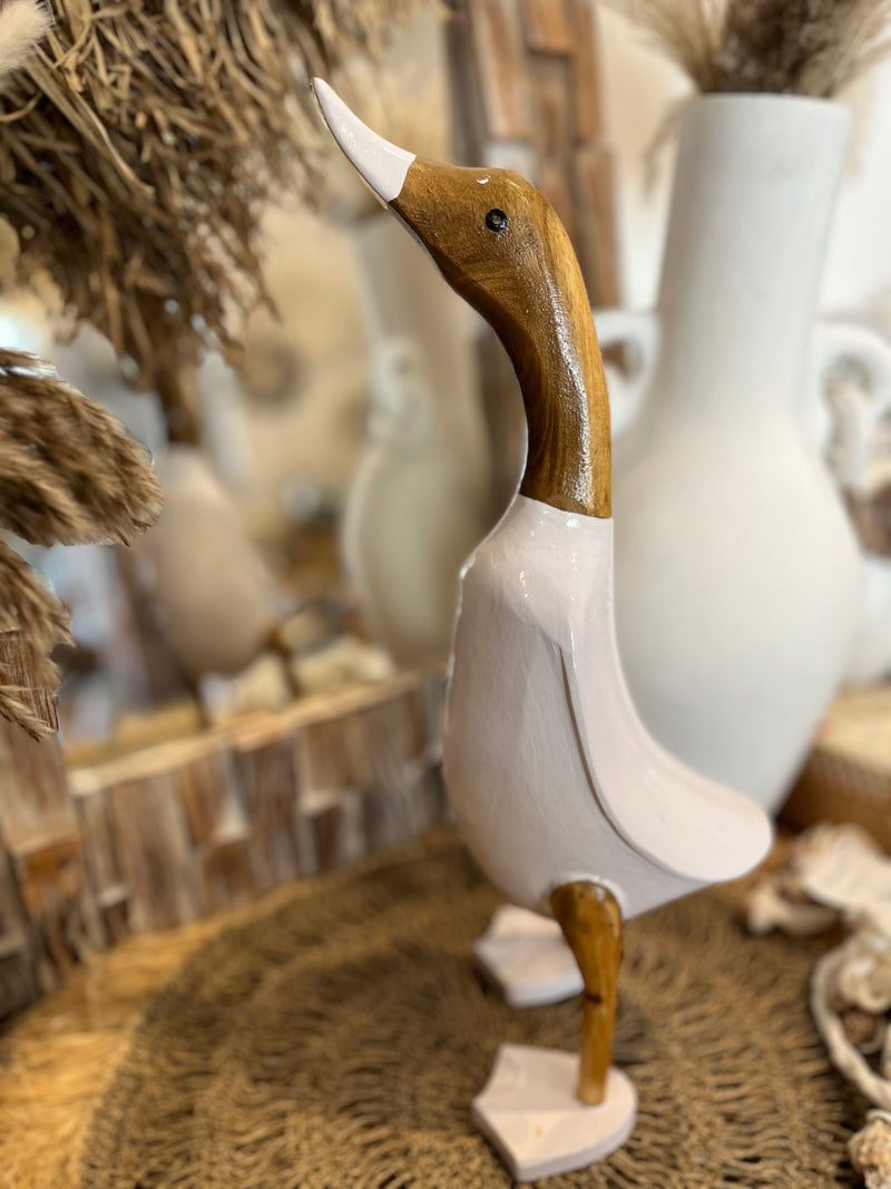 Timber handpainted white duck  M