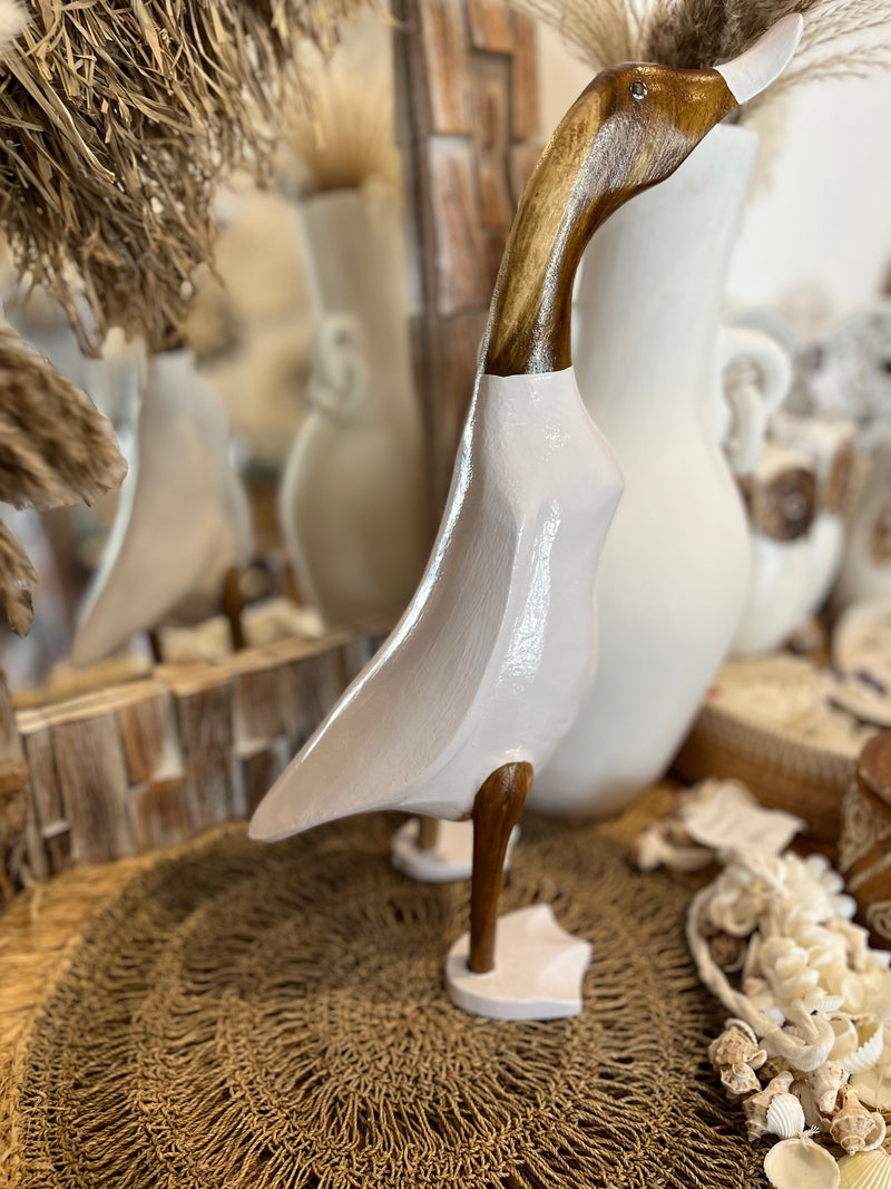 Timber handpainted white duck  L