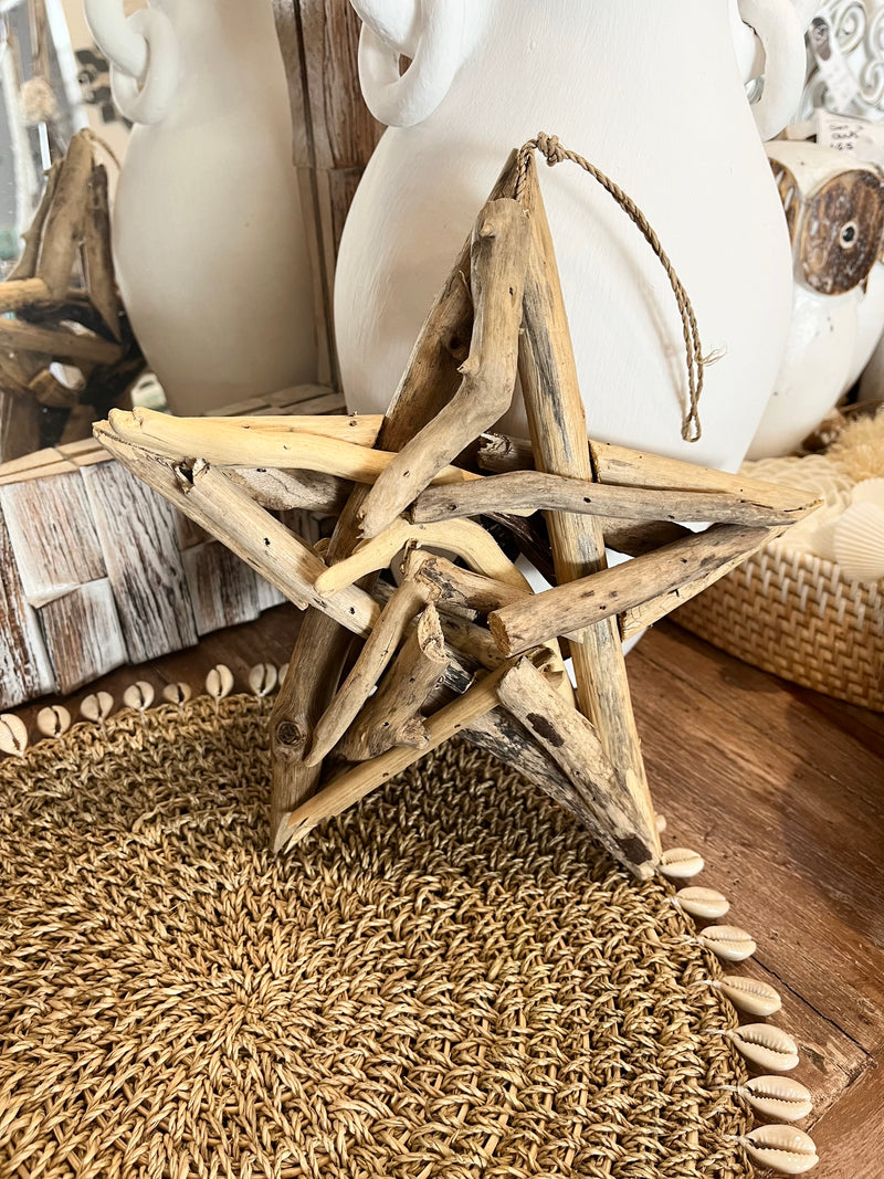 Handcrafted timber star Christmas decoration