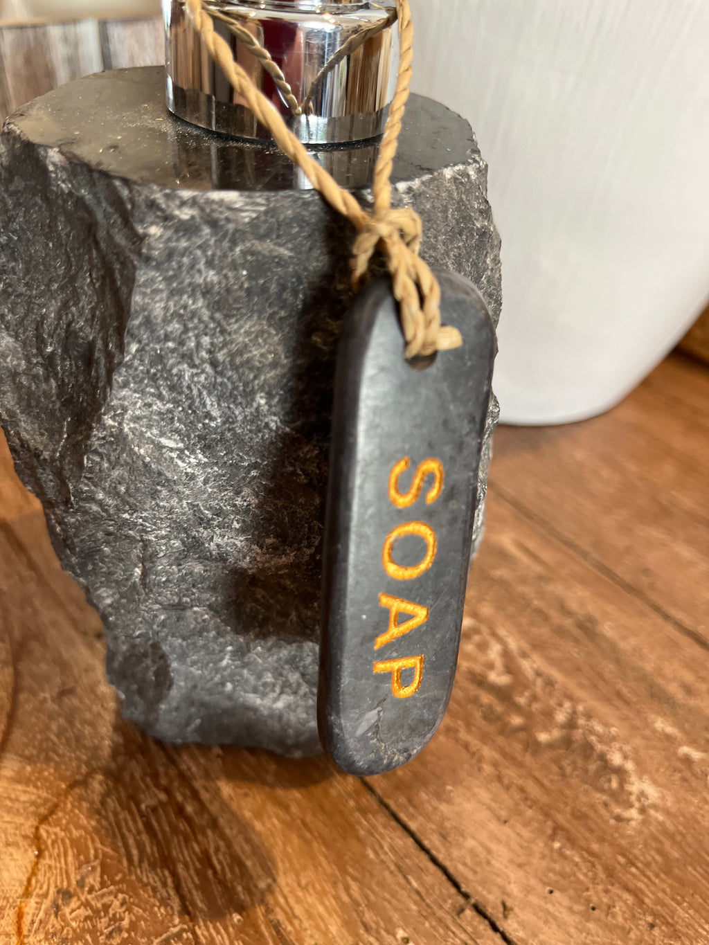 Marble “soap” word tag. Black - Bali Beach Beyond