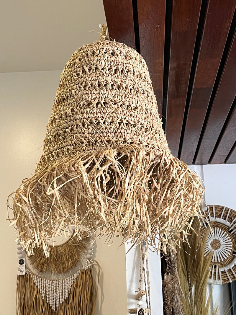Woven light pendant natural  - raffia  S - Bali Beach Beyond
