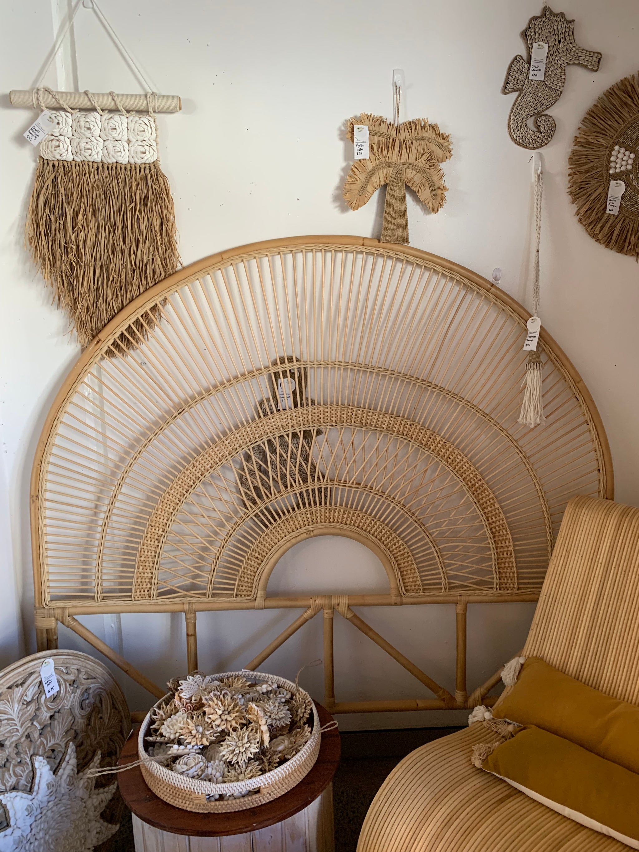 Natural Cane Bedhead King – Handmade Bali Rattan Bedhead | Coastal Boho Bedroom Furniture