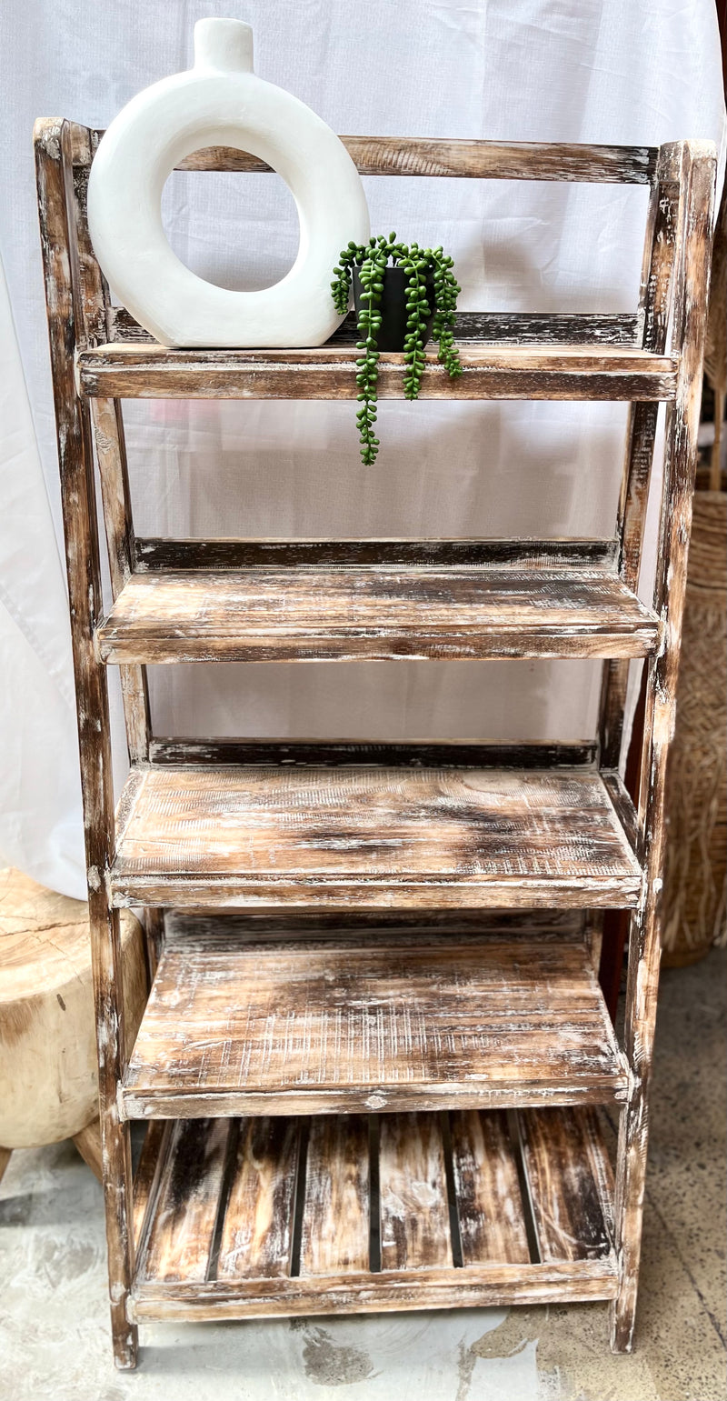 Angled Timber bookcase. Brown