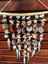 Timber fish, shell and wood wall hanging