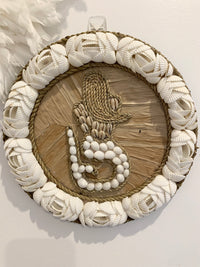 Round mermaid hanging / decoration. White and natural shell. Style 1