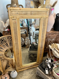 Rattan rectangular mirror.