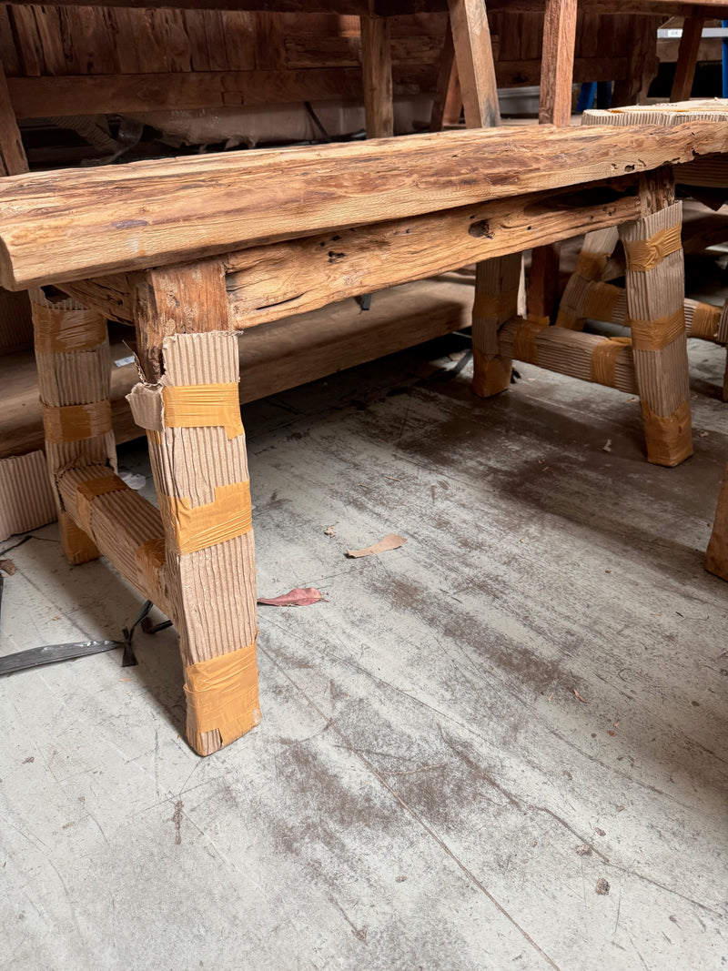 Rustic Recycled Teak timber bench 100cm long