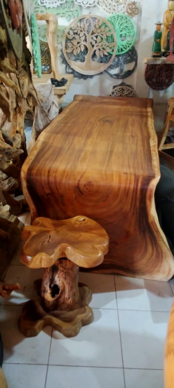 Luxury Teak Waterfall Table – Handcrafted Solid Wood Bali Furniture