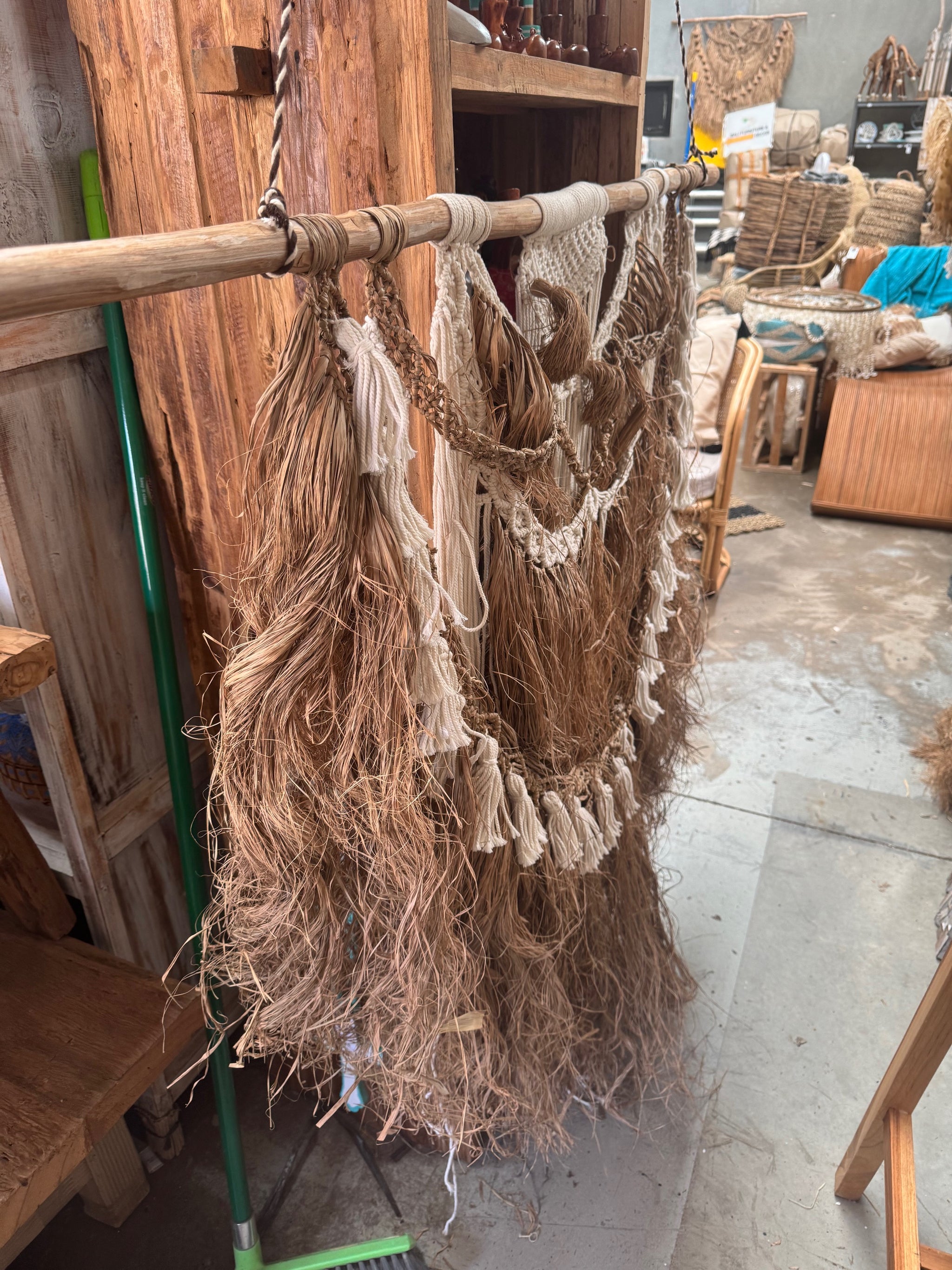 Large Raffia & Macrame Boho Wall Hanging - Handmade Bali Natural Fibre Wall Decor