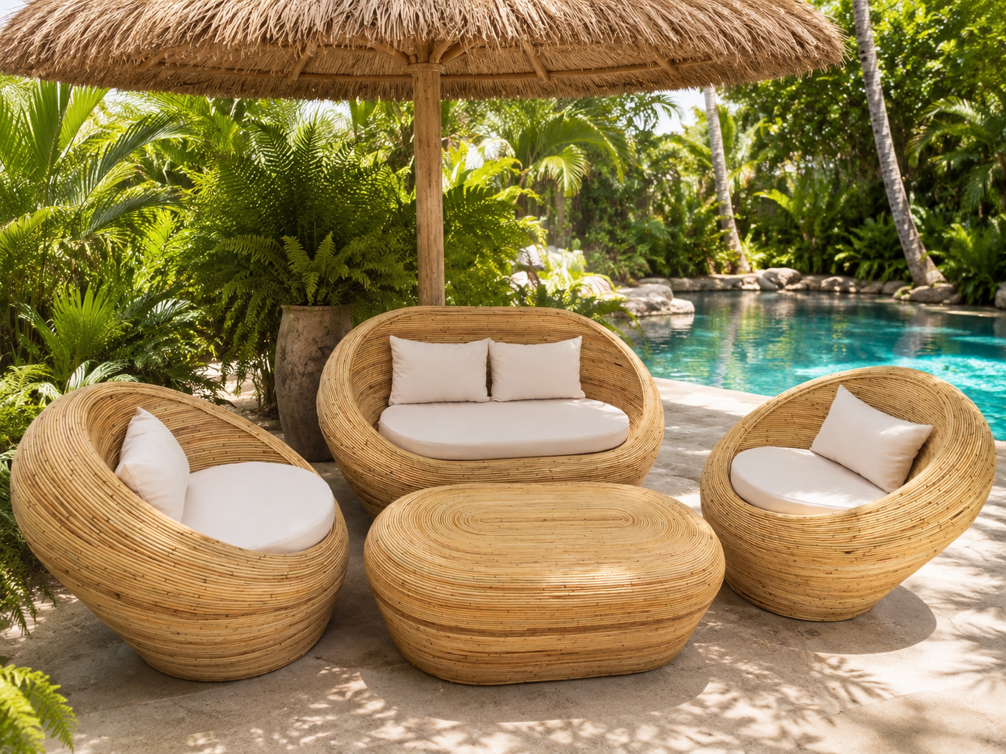 Handcrafted Bali Rattan Lounge Setting – Artisan Woven Tropical Furniture (Copy)