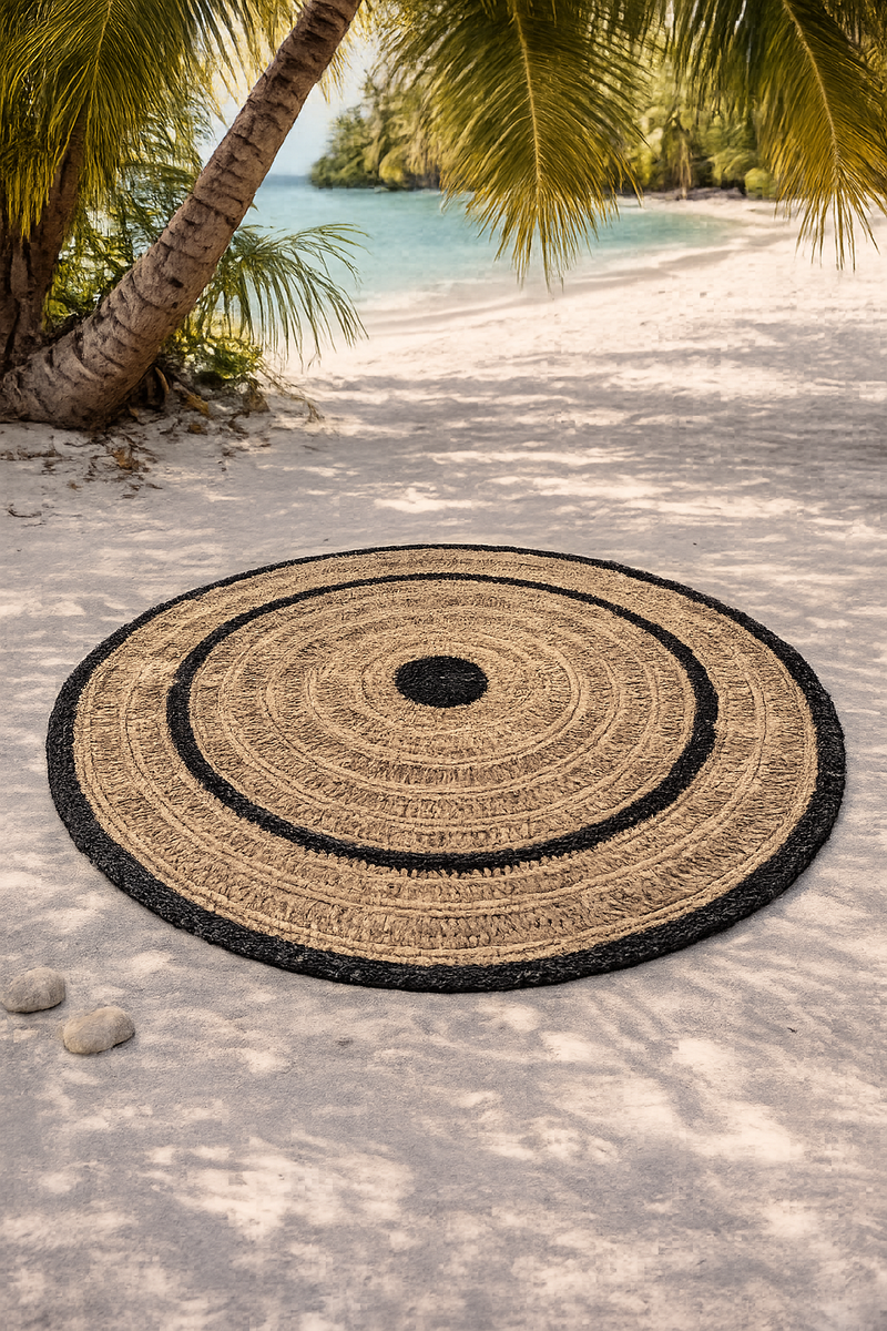 Round woven rug hand made Bali decor