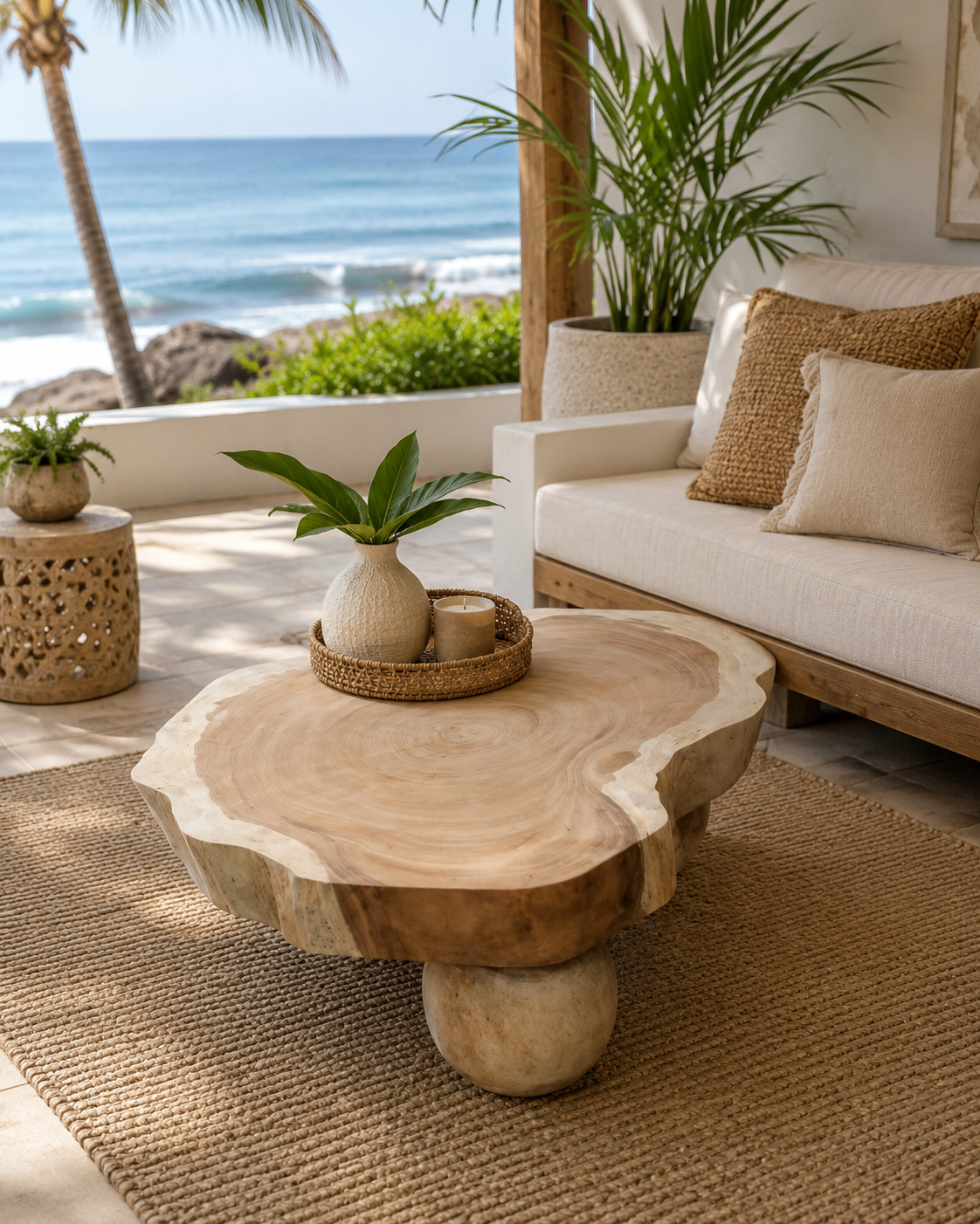 One-of-a-Kind Handcrafted Natural Timber Coffee Table – Bali Artisan Design