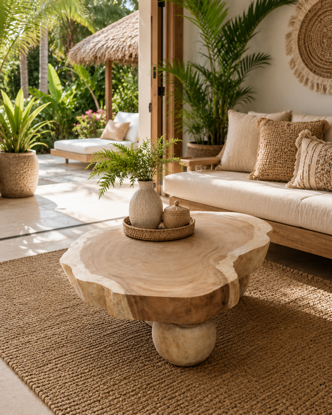 One-of-a-Kind Handcrafted Natural Timber Coffee Table – Bali Artisan Design