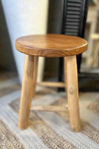 Timber round stool / side table. 4 legs. Natural