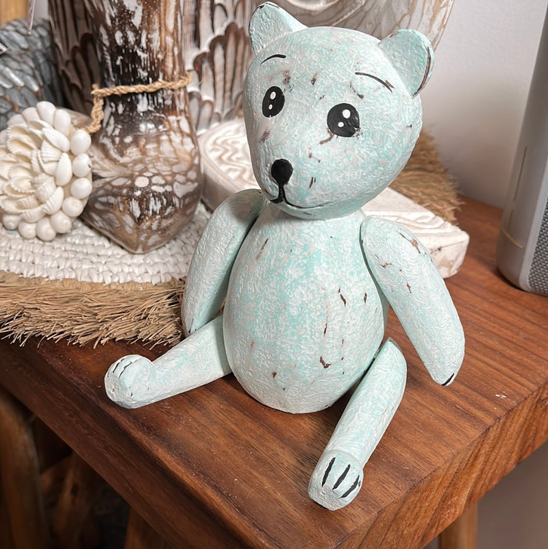 Small jointed rustic green timber bear