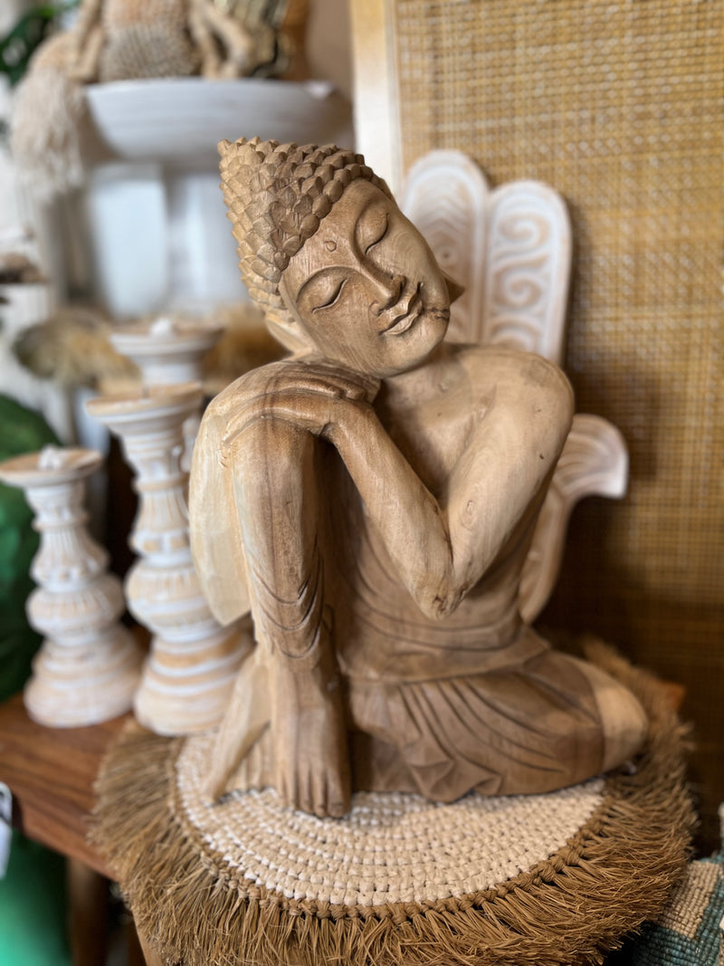 Solid timber Buddha. 43cm