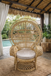 Handmade Bali King Chair / Natural Rattan Boho Furniture