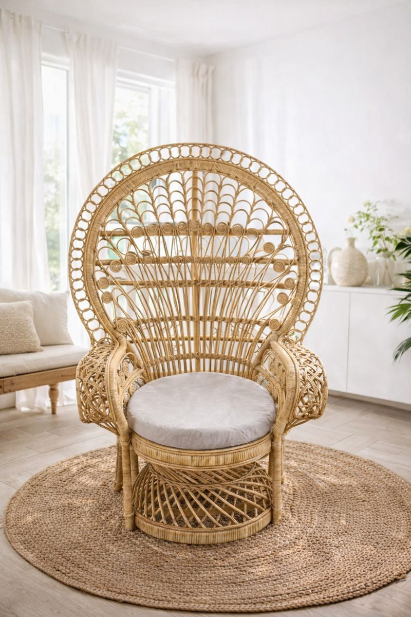 Handmade Bali Princess Chair / Natural Rattan Boho Furniture
