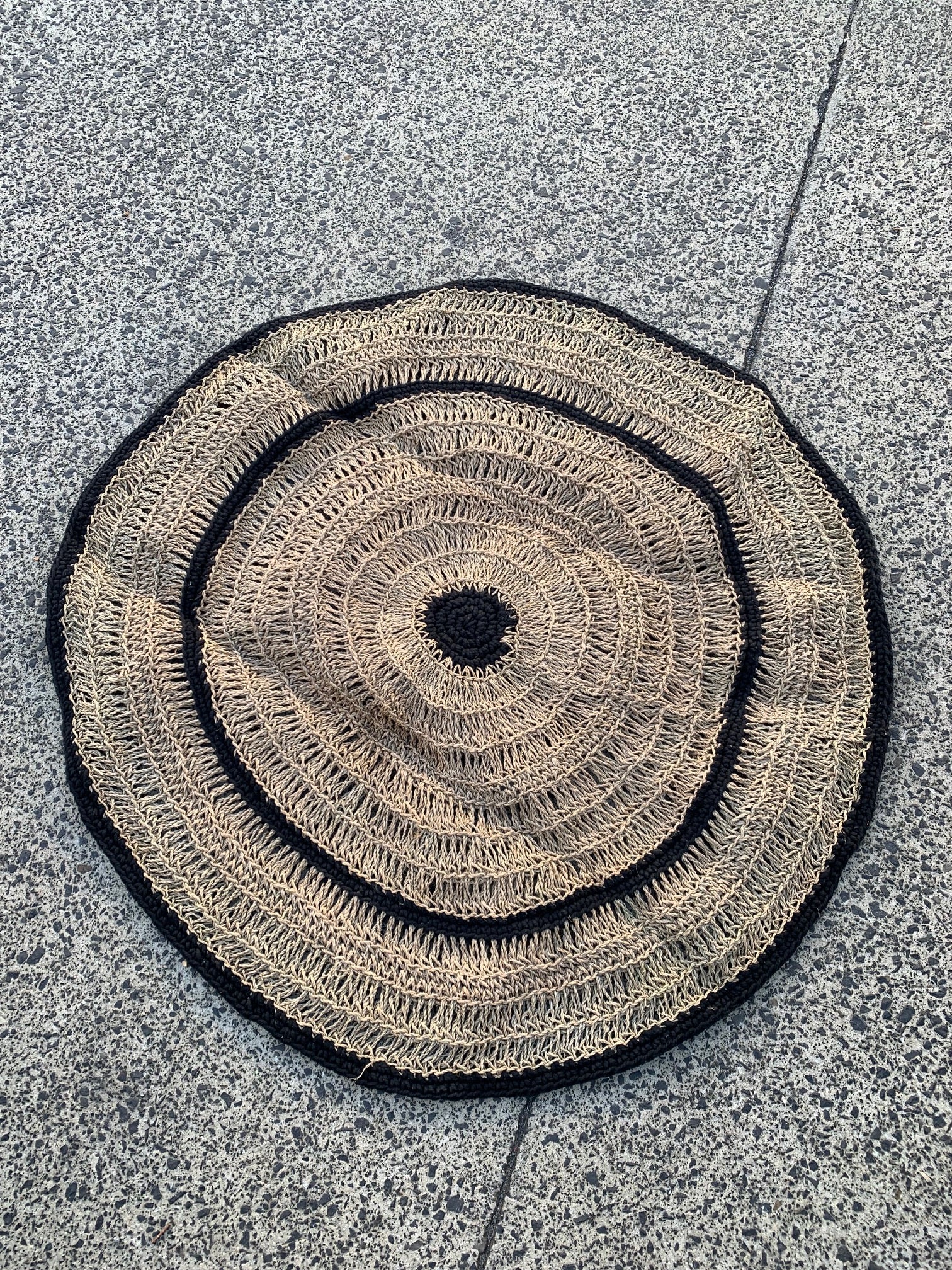 Round woven rug hand made Bali decor