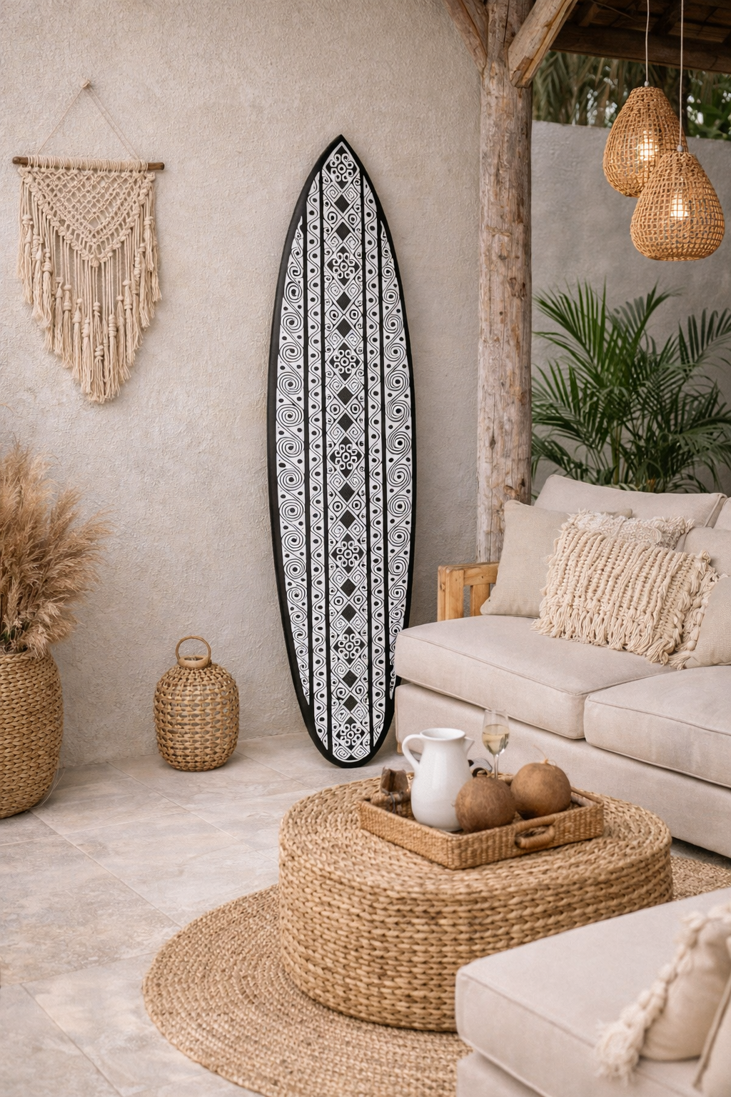 Hand-Carved Surfboard Wall Decor | Handmade Bali Coastal Art