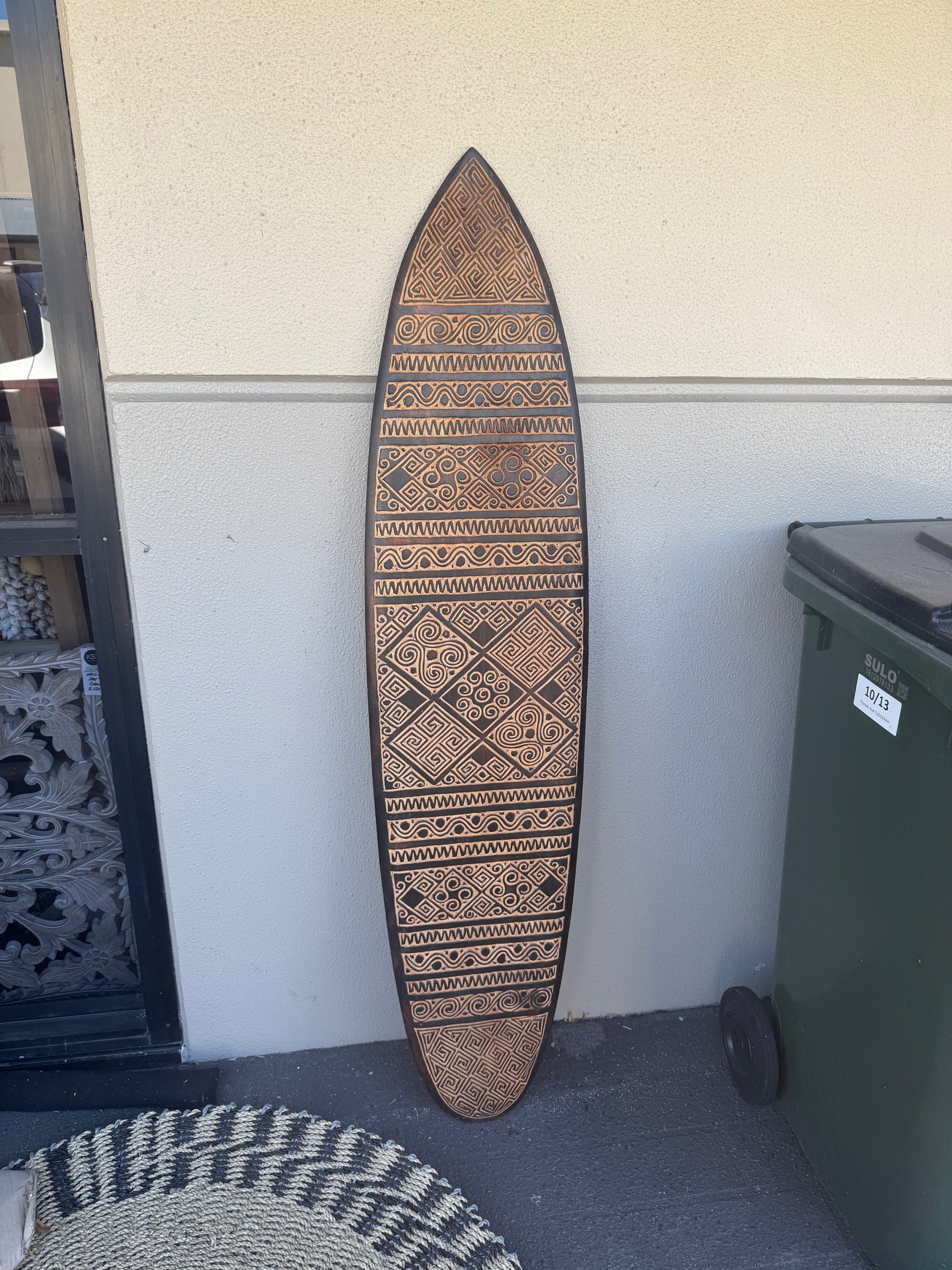 Hand-Carved Wooden Surfboard Wall Decor | Handmade Bali Coastal Art