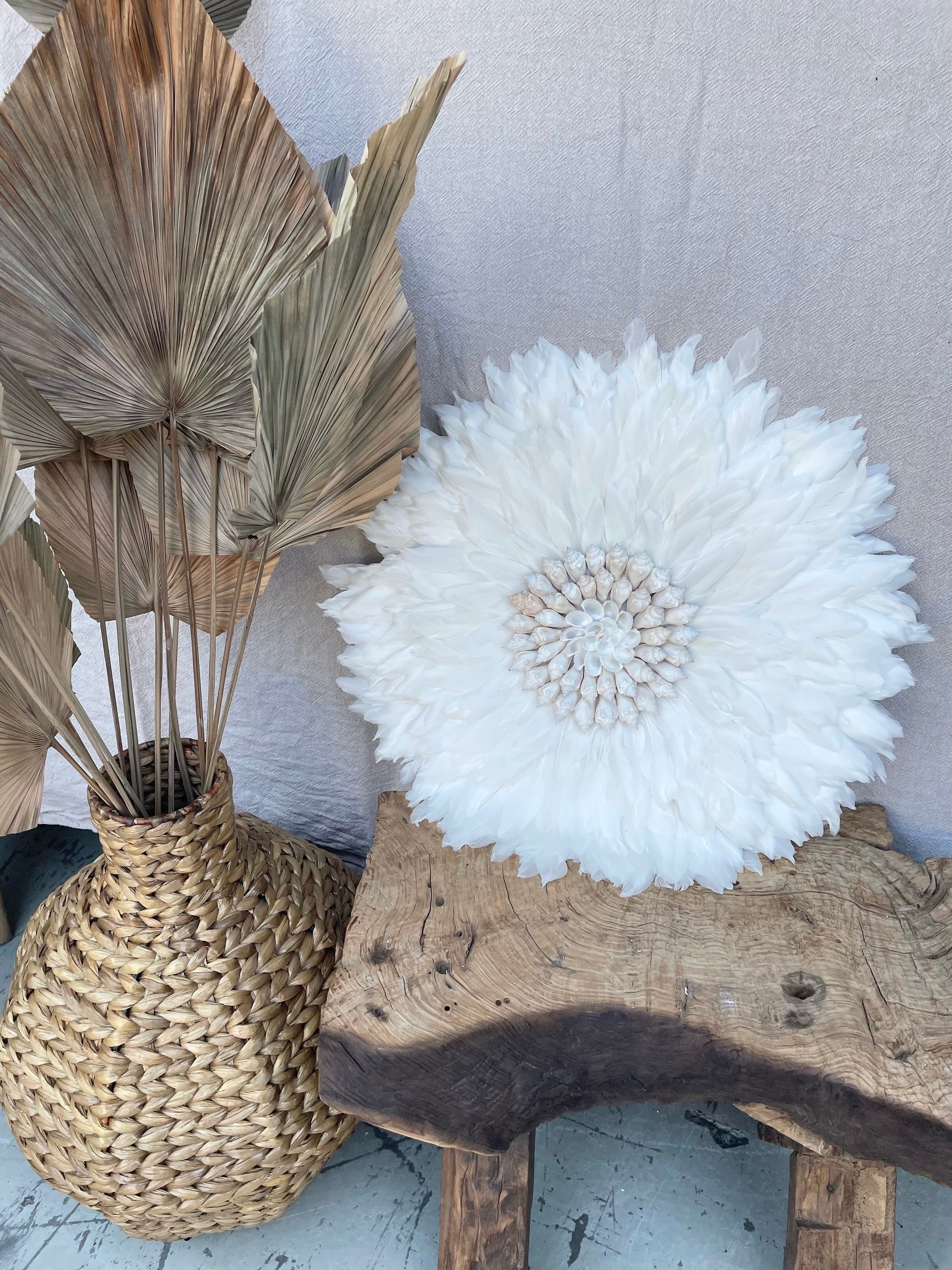 White juju with white shell detail. Set of 3 - Bali Beach Beyond