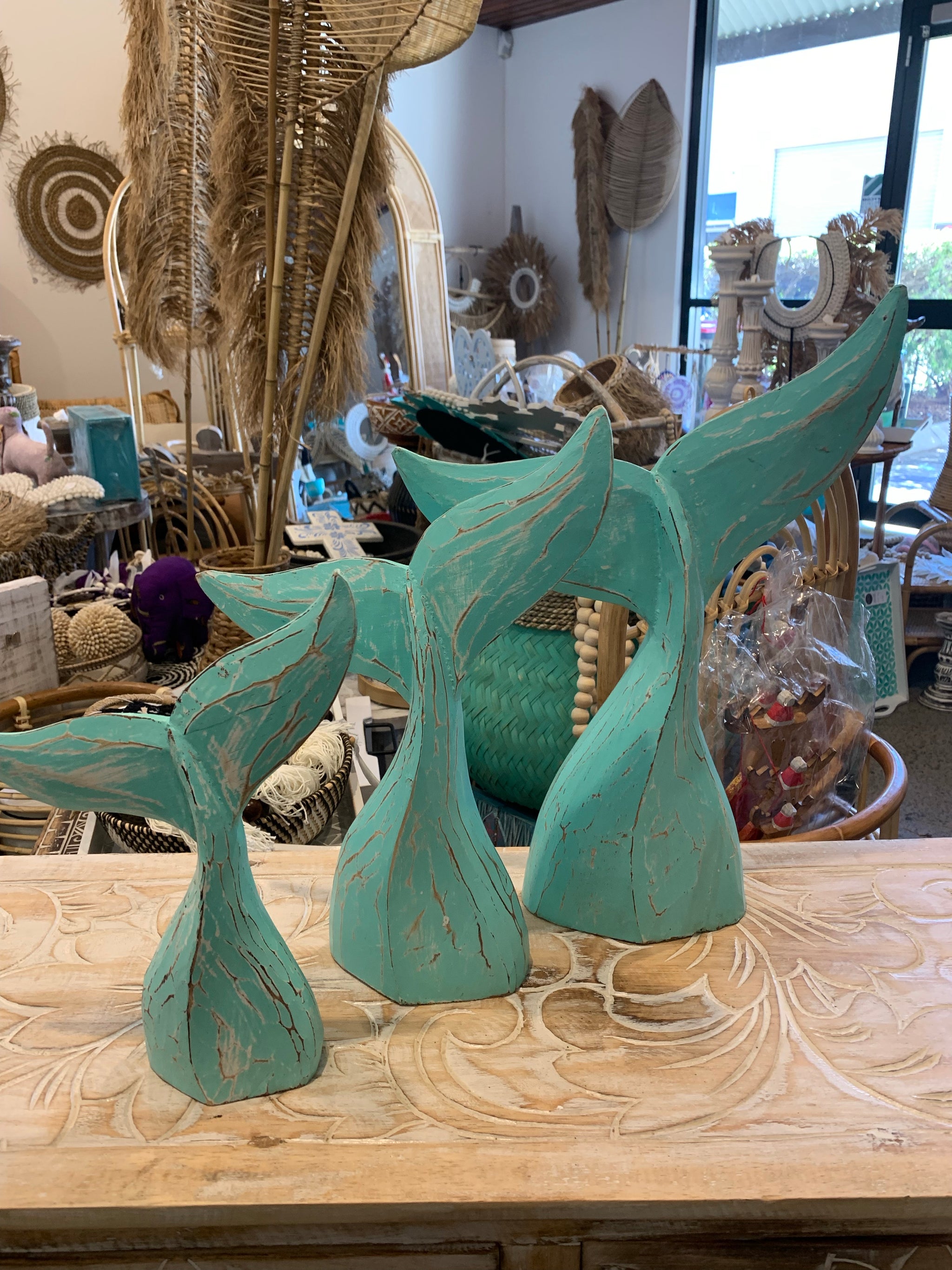 Rustic turquoise whale tails