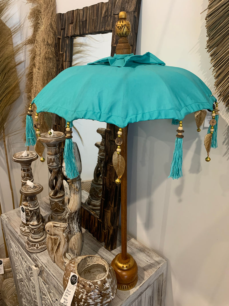 Tabletop Umbrella with plain design. Turquoise. EOFY sale. Usually $50